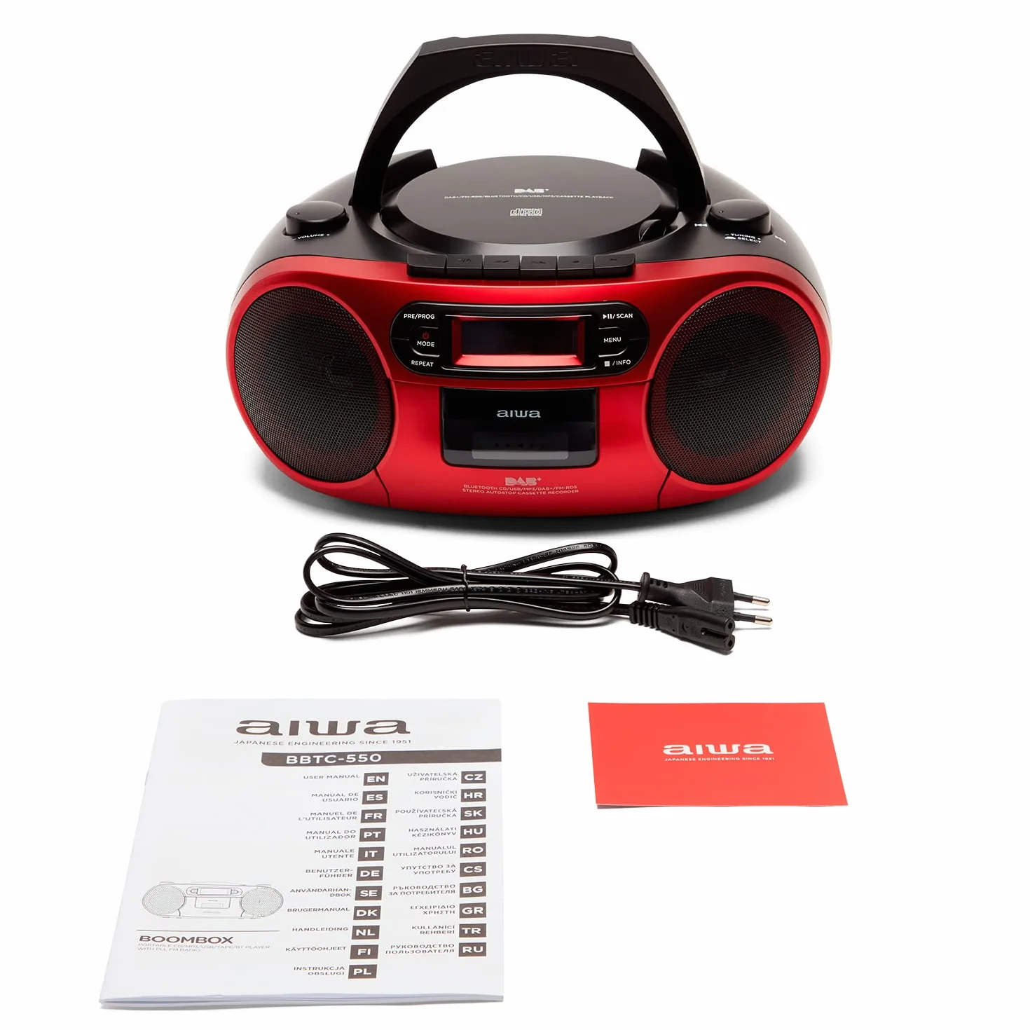 BOOMBOX RADIOODTWARZACZ DAB+, CD/MP3, USB, BT, AUX IN - AIWA BBTC-660DAB/RD