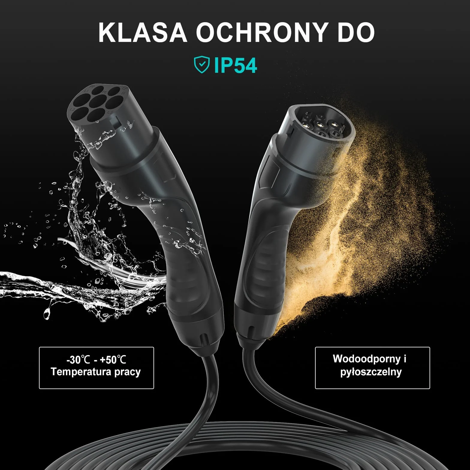 BENY Kabel do ładowania Typ 2 7,2kW 32A, 5m, do EV i PHEV, Kabel do ładowania samochodów elektrycznych z torbą transportową, 1-fazowy, IP54, IEC 62196-2