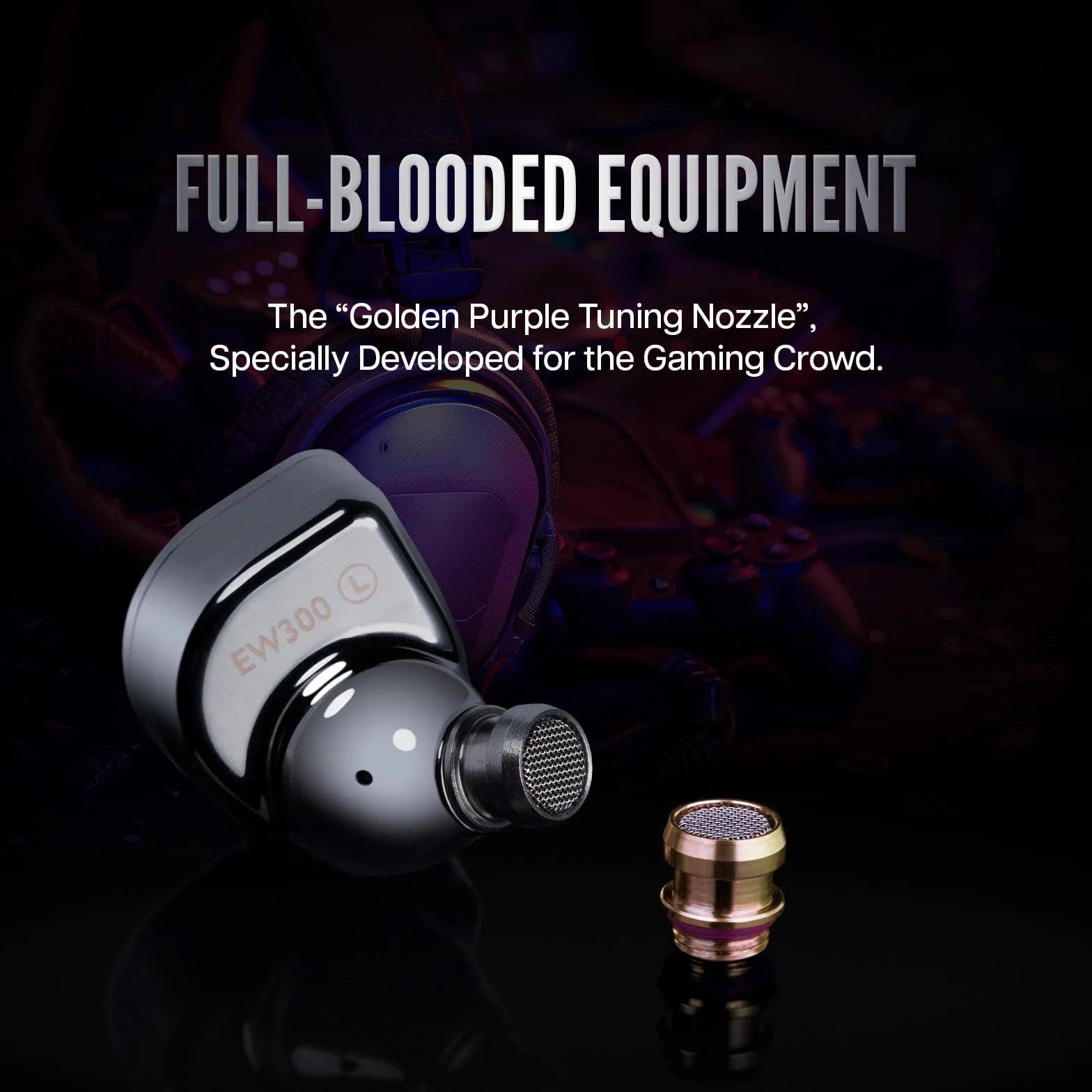Linsoul SIMGOT EW300 1DD+1Planar+1PZT hybrydowy sterownik douszny, przewodowe słuchawki douszne IEM, słuchawki douszne do gier z odłączanymi dyszami, posrebrzany kabel OFC IEM (edycja standardowa)