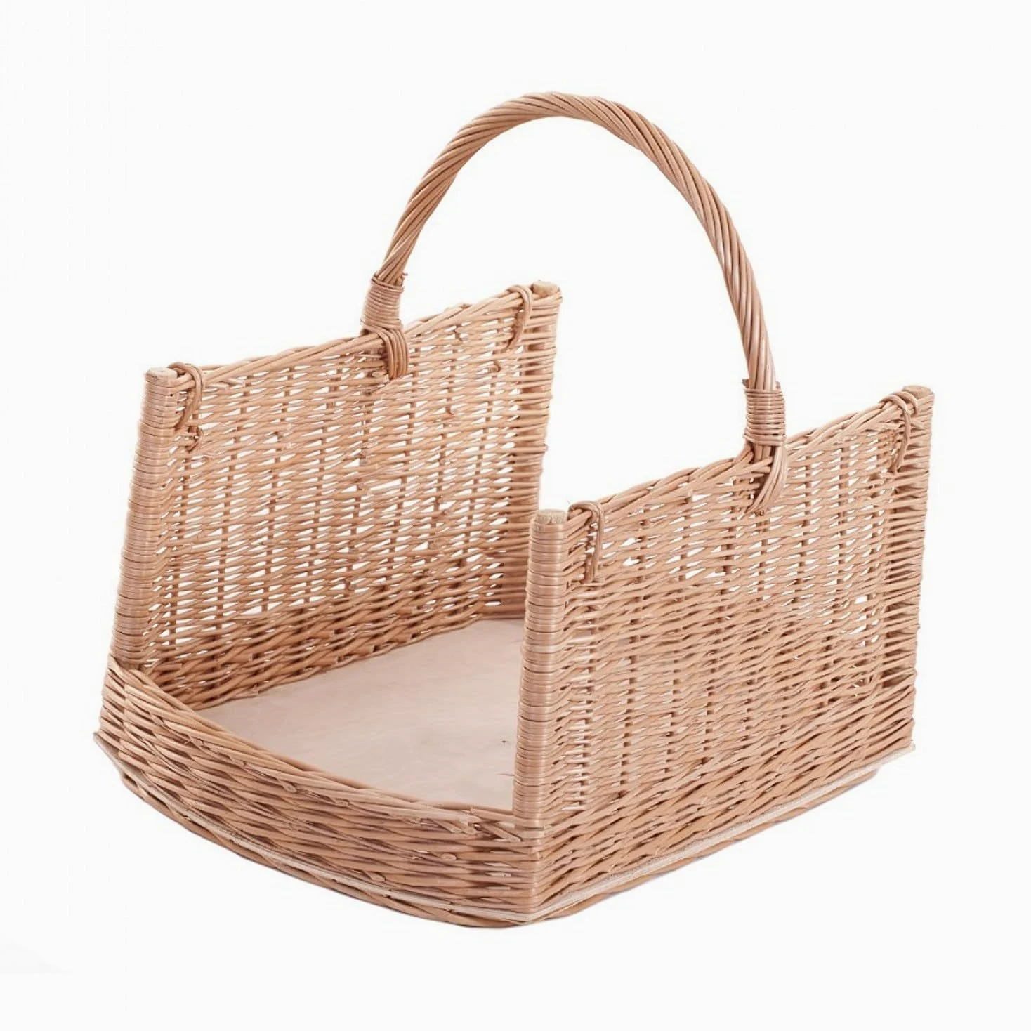 e-wicker24 Wiklinowy kosz kominkowy, kosz kominkowy z wikliny, naturalny kosz wiklinowy na drewno kominkowe, kosz kominkowy z uchwytem do noszenia