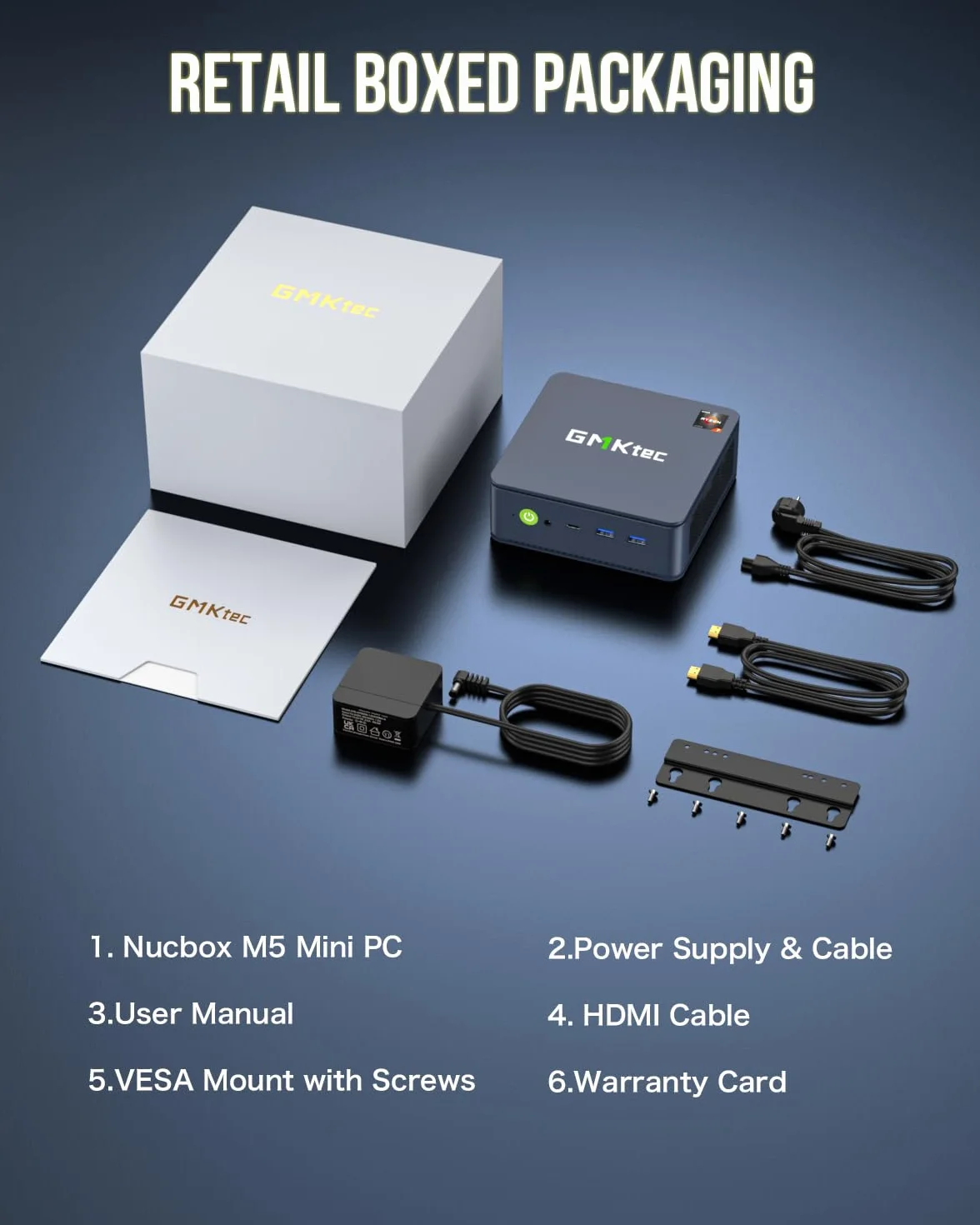 GMKtec Mini komputer 5825U, mikrokomputer biurkowy M5 Plus Dual LAN 2.5 G, AMD Ryzen 7 5825U (8 C/16 T4,50 GHz), 32 GB DDR4 RAM + 1TB PCIe-SSD, wi-fi 6E, USB 3.2, USB-C, BT 5.2, DP, HDMI