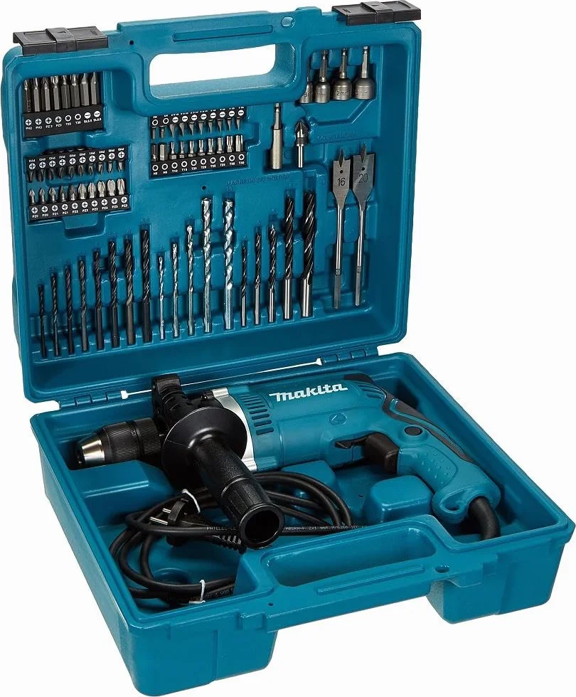 Makita Hp1631Kx3 Wiertarka Udarowa w Walizce 710 w Niebieski/Czarny