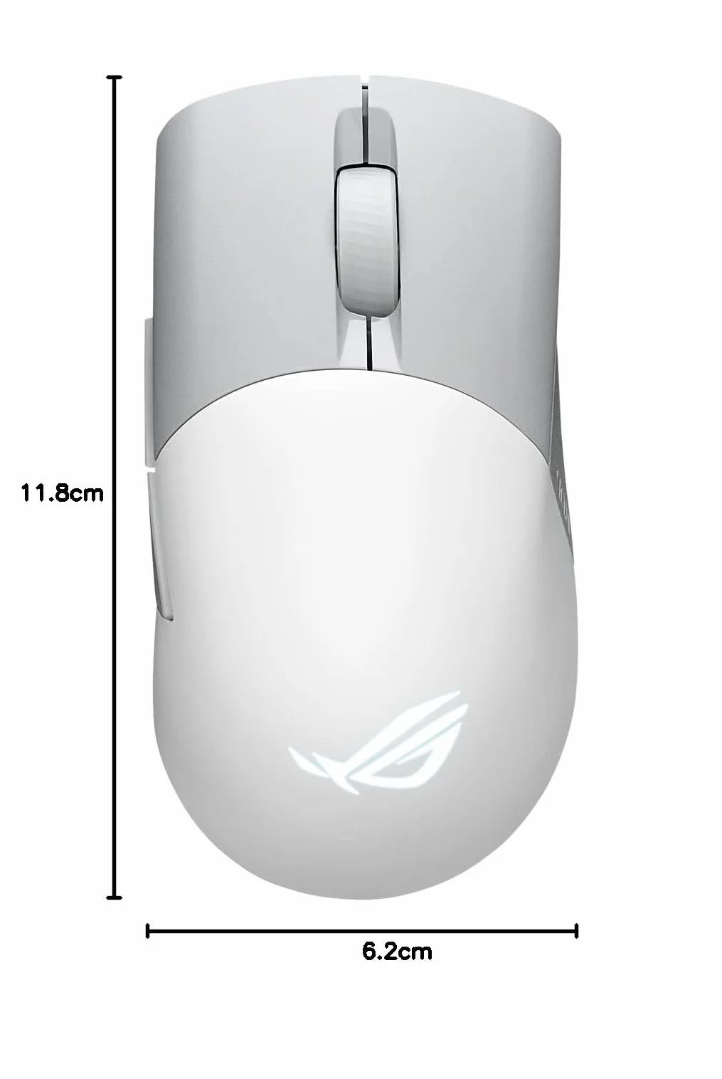 Asus ROG Keris Bezprzewodowa mysz do gier AimPoint, łączność trójtrybowa (2,4 GHz RF, Bluetooth, przewodowa), czujnik 36000 DPI, 5 programowalnych przycisków, ROG SpeedNova, wymienne przełączniki, kabel Paracord, biała