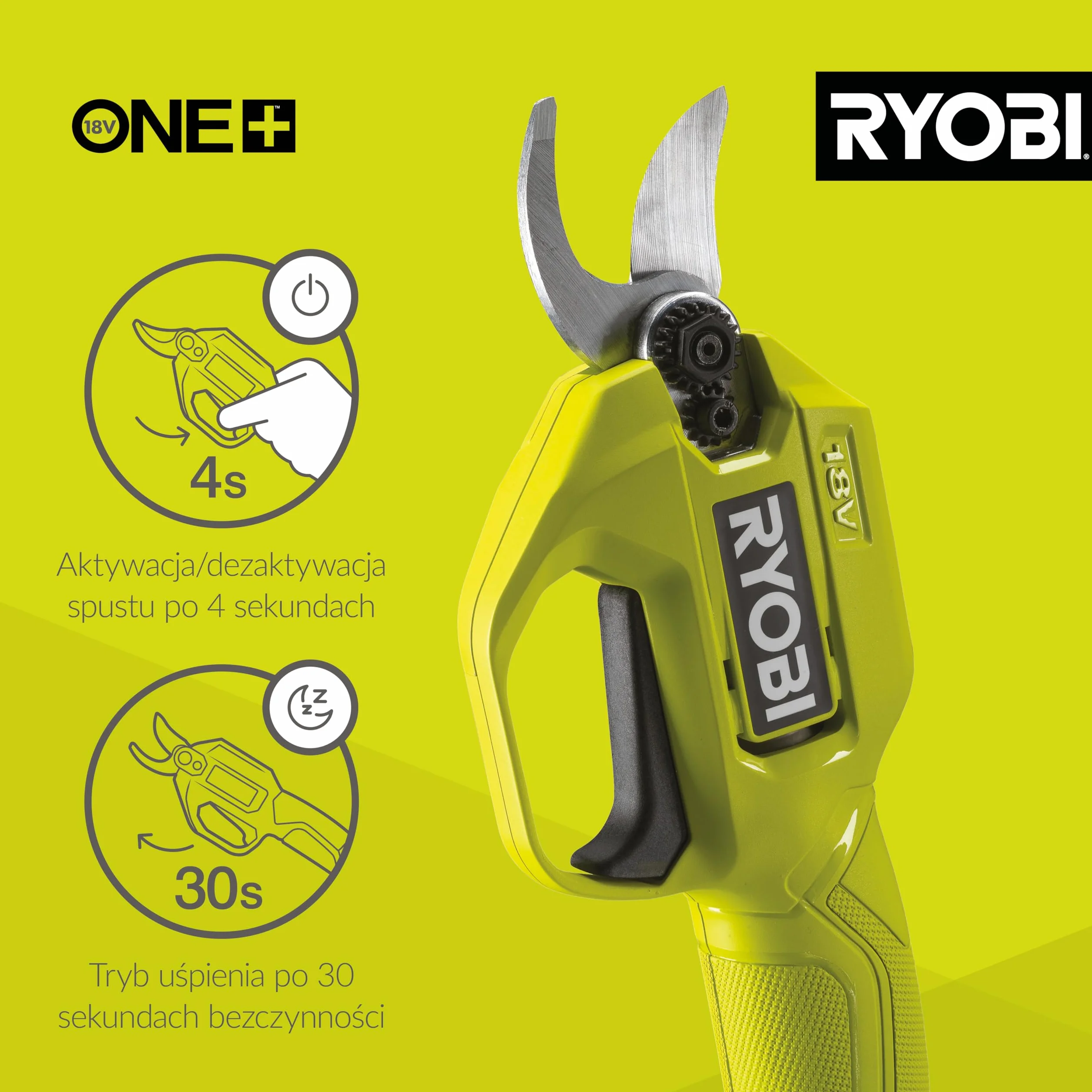 Ryobi RY18SCA-0 Sekatory Akumulatorowe ONE+, 18V, Gołe Narzędzie