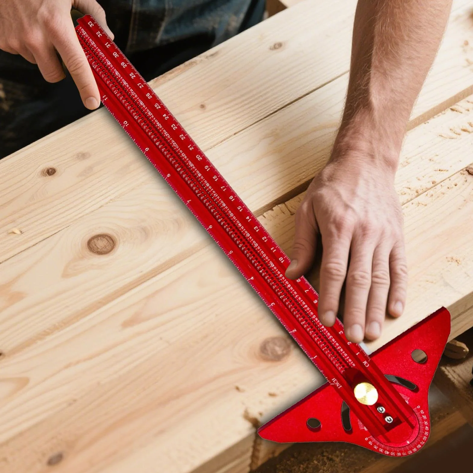 Kątownik W Kształcie Litery T Aluminiowy Regulowany Przesuwny Kątownik | Linijka Z Rysikiem Do Znakowania Linii W Obróbce Drewna do konstrukcji szkieletowych, mierzenia, znakowania oraz układów in