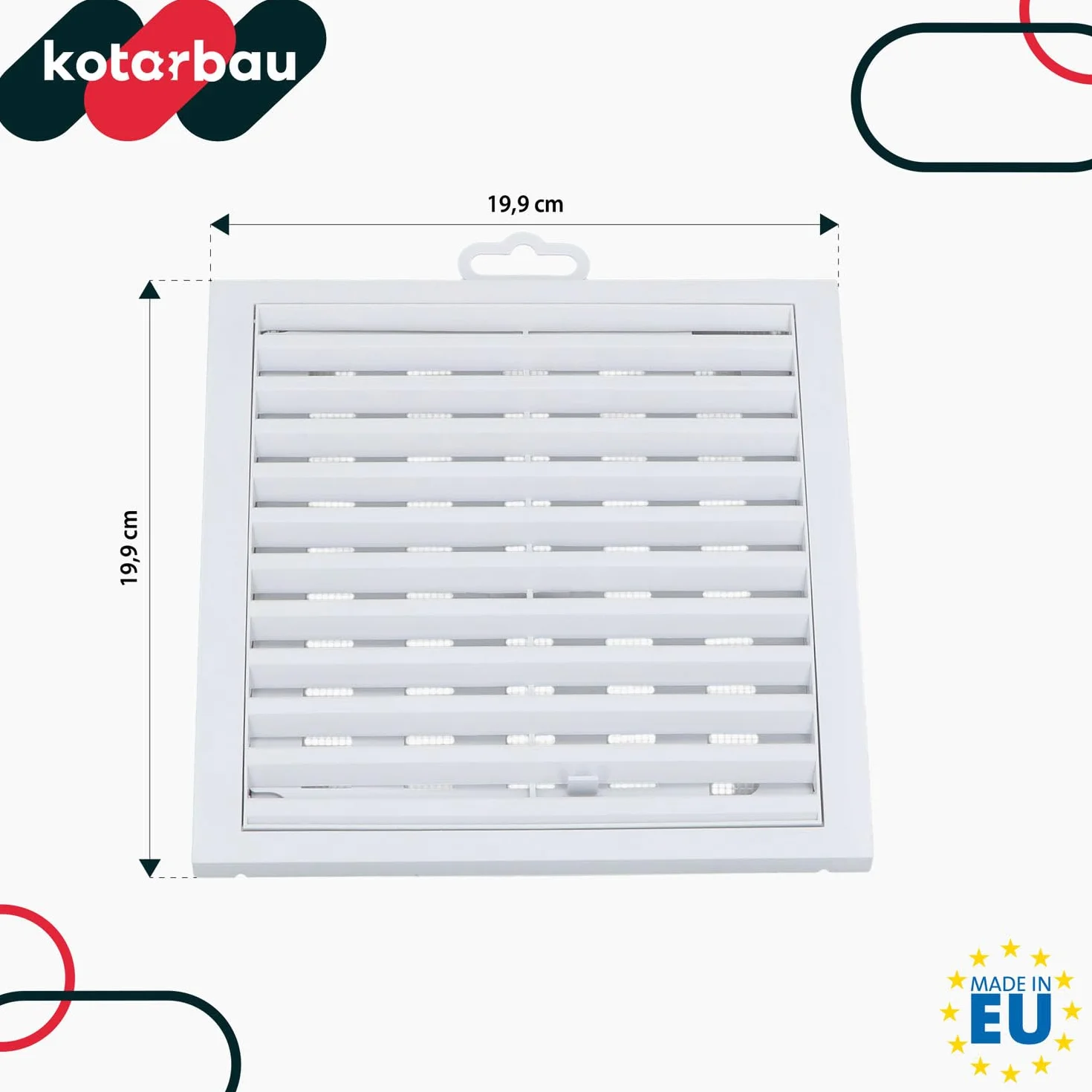 KOTARBAU® Kratka Kwadratowa Zamykana z siatką Biała Plastik 200 mm x 200 mm