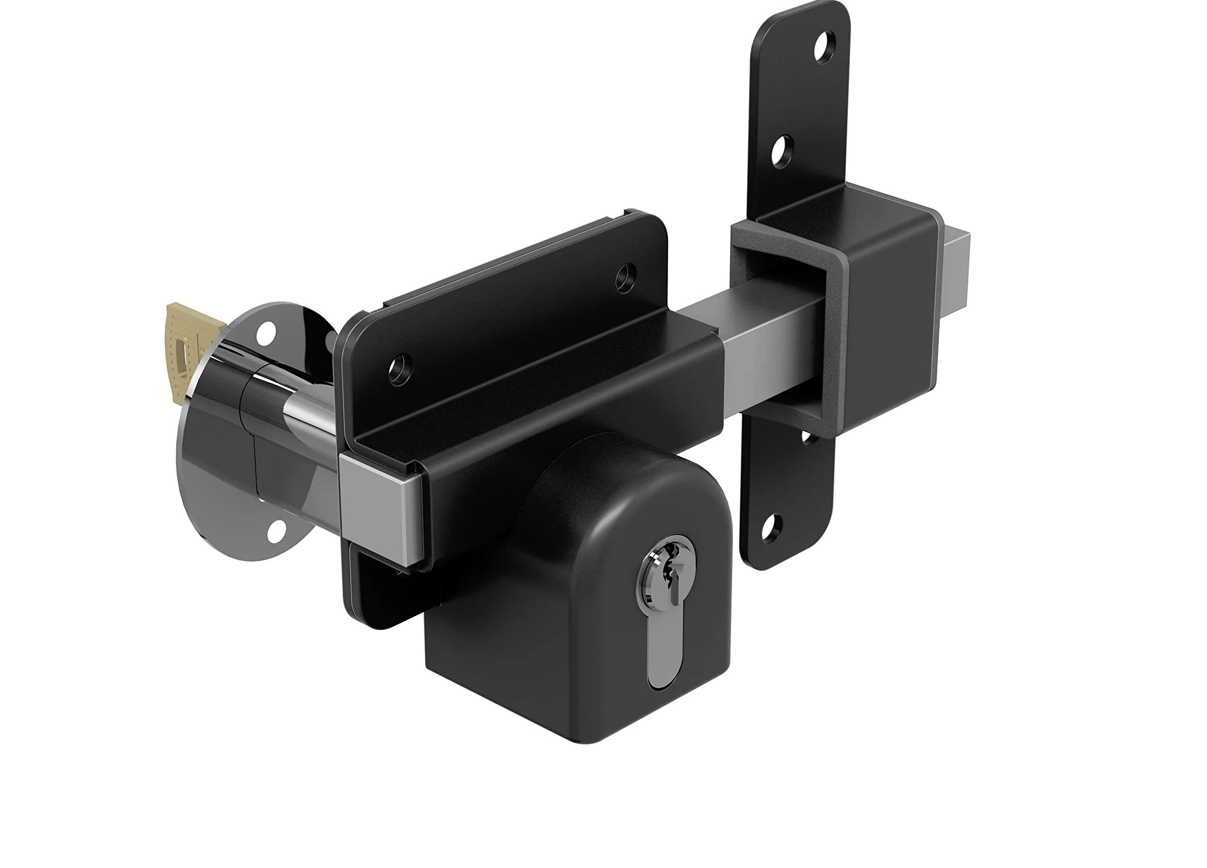 Gatemate 1490086 podwójny P11 Euro długi zamek do rzucania, czarny/stal nierdzewna, 50 mm