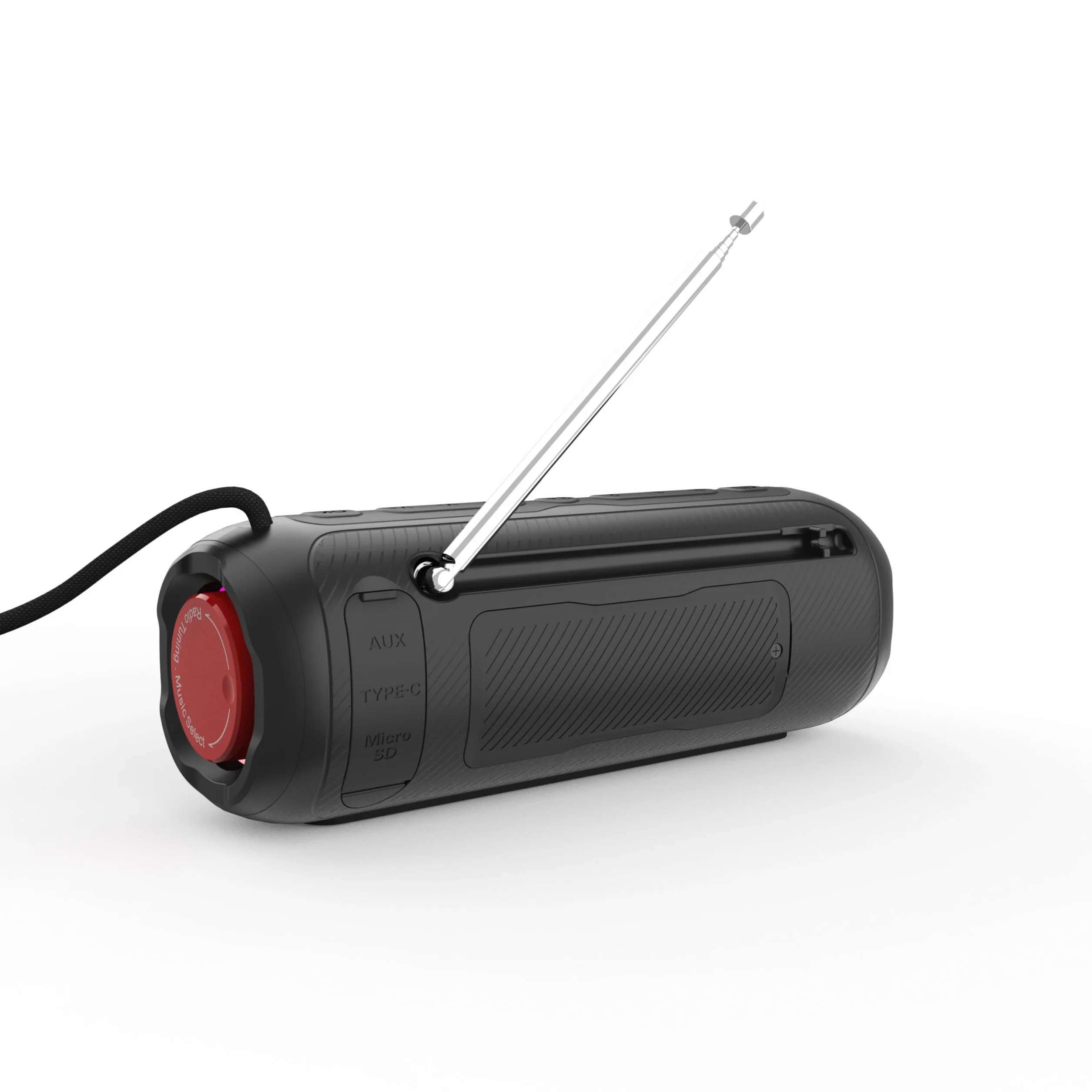 LEICKE DAB+ radio Tube – przenośny głośnik Bluetooth z DAB+/FM, akumulator 4500 mAh, oświetlenie RGB LED, dźwięk stereo 10 W, korektor, ładowanie USBC, złącze Micro SD/AUX, zasilanie sieciowe i