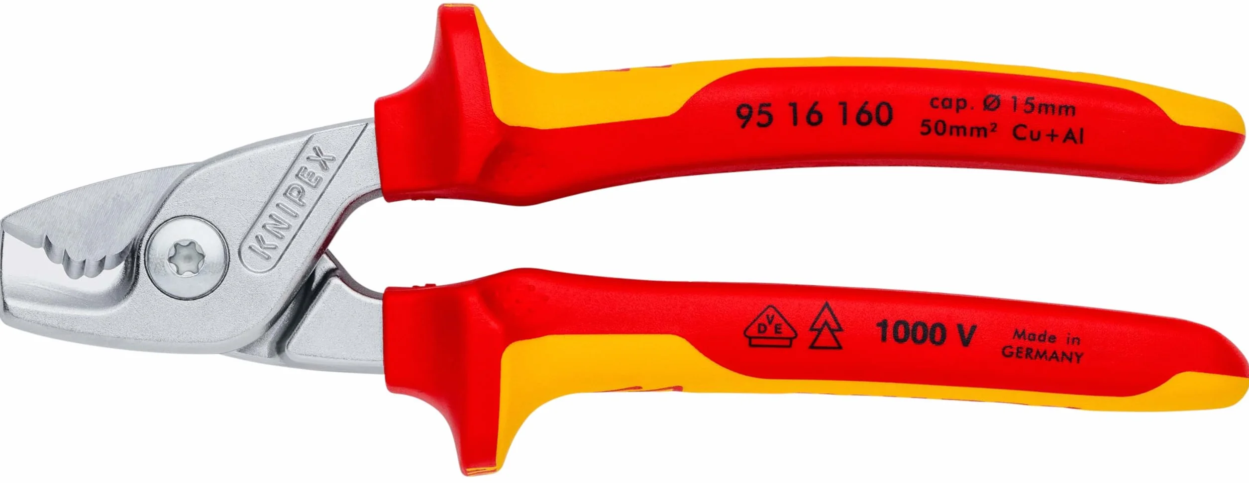 KNIPEX StepCut Nożyce do kabli chromowany z wielokomponentowymi osłonkami, izolowane wg VDE 160 mm, 95 16 160
