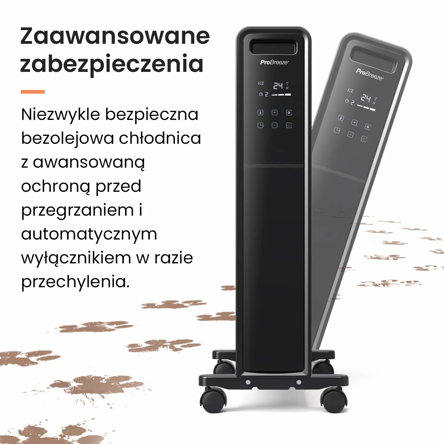 ProBreeze Grzejnik Elektryczny z Termostatem Pilotem Zdalnego Sterowania, Energooszczędny Ekologiczny Bezolejowy, Programator Czasowy, Bezpieczny z Zabezpieczeniem przed Przegrzaniem, 2000W, Czarny