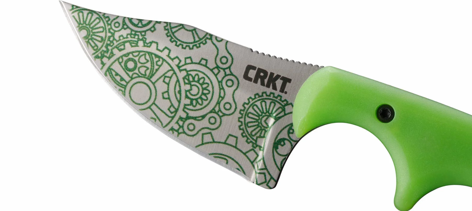CRKT Minimalist Bowie EDC Knife: Compact Fixed Blade with Satin Finish, Resin Infused Fiber Handle, Glow-in-the-Dark Sheath
