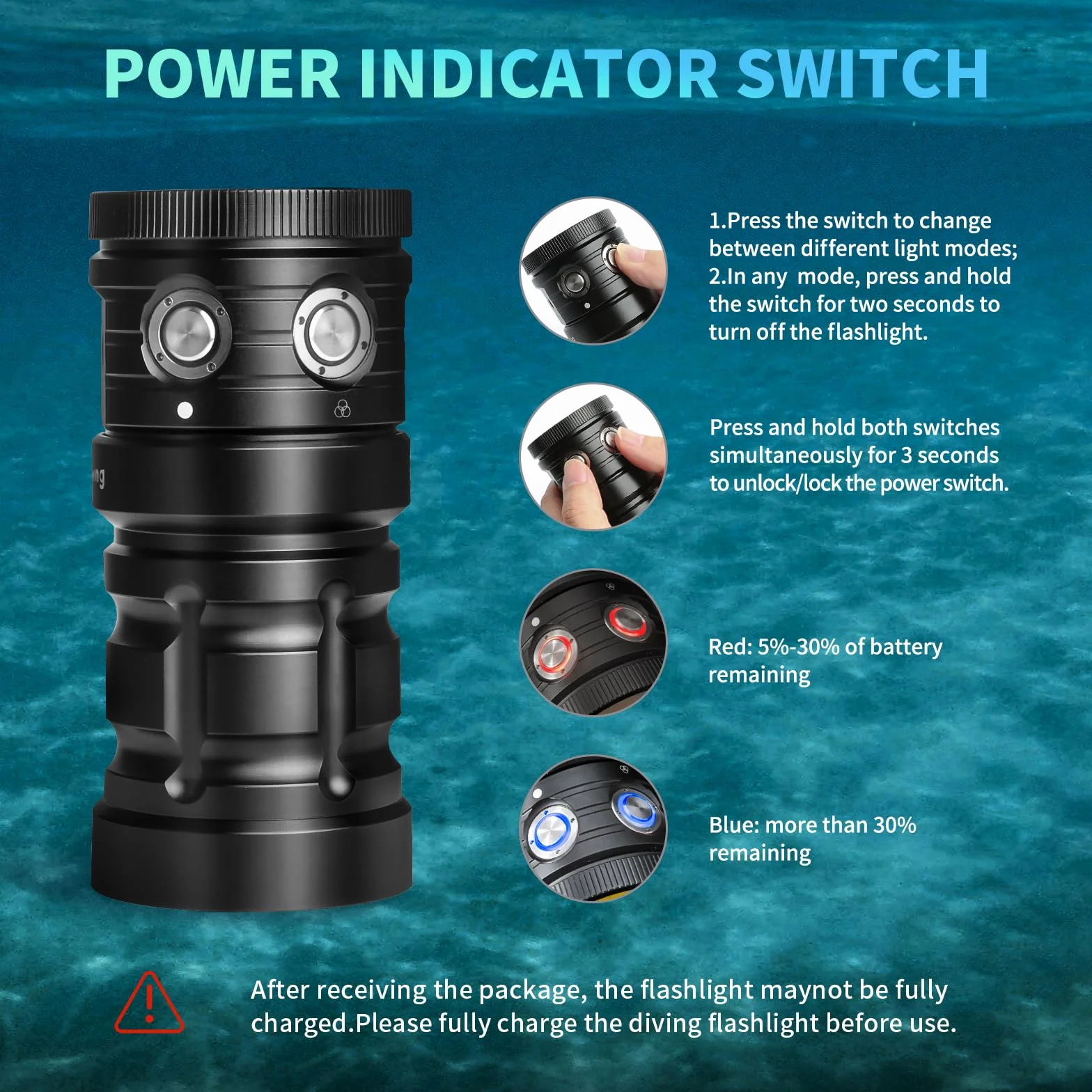 Starshine SE 7500 Lumens Dive Light profesjonalna lampa podwodna 92 CRI 5200K biały światło USB-C