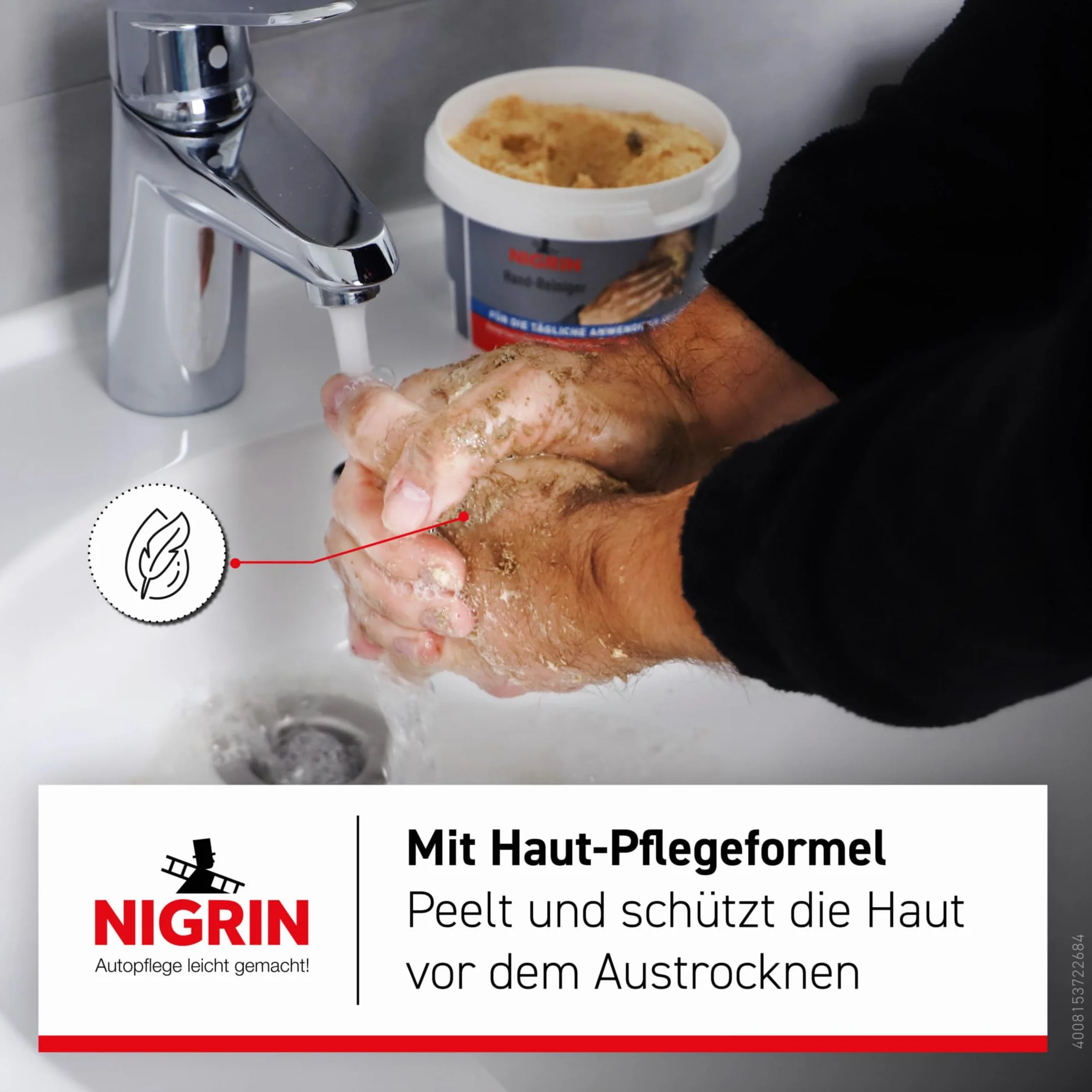 NIGRIN Pasta do mycia rąk 500 ml, czyści delikatnie dla skóry, usuwa uporczywe zabrudzenia, 1 sztuka
