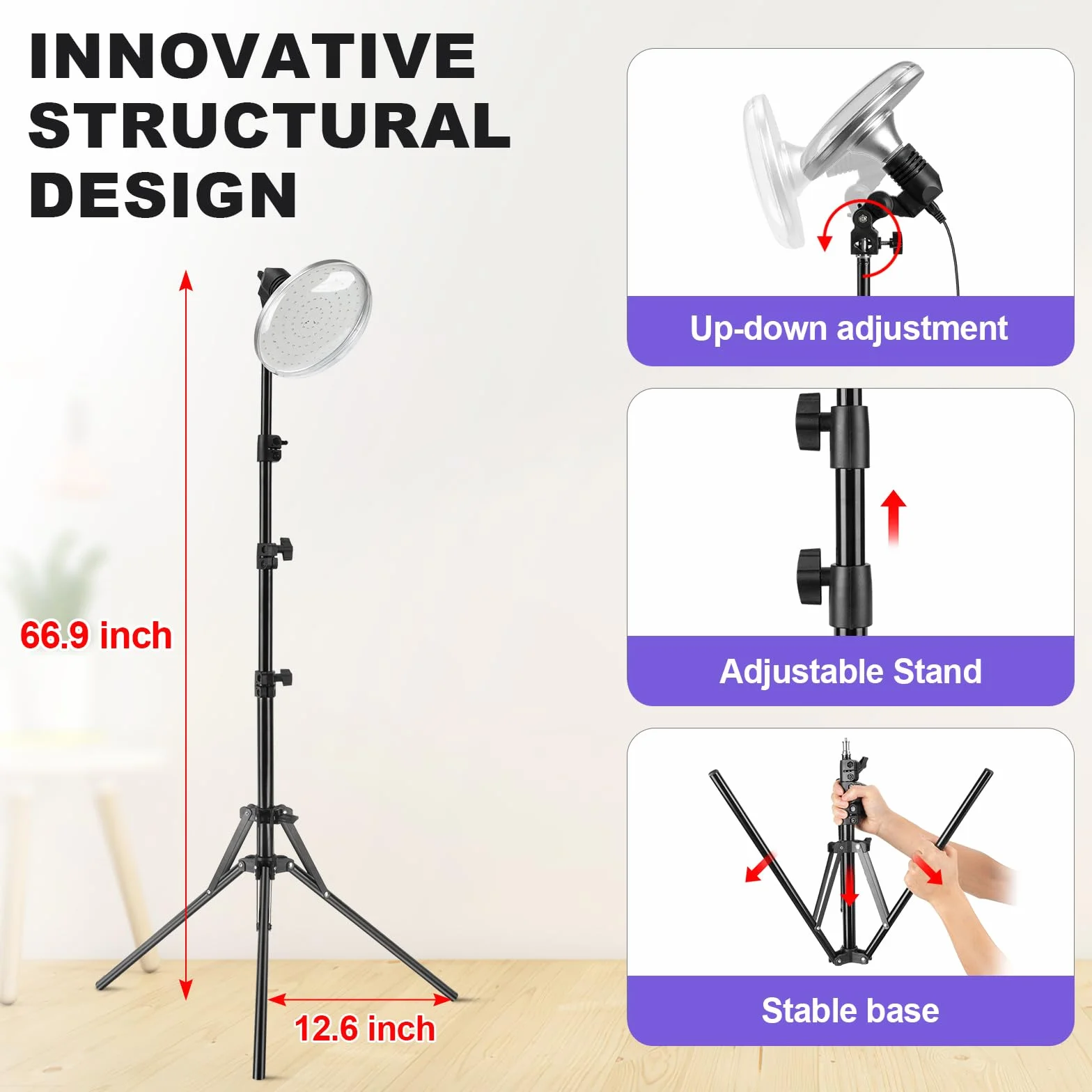 Lampa na podczerwień, czerwona lampa 660 nm, czerwone światło podczerwone LED z zegarem i statywem, czerwone światło do twarzy, ciała, mięśni, pleców