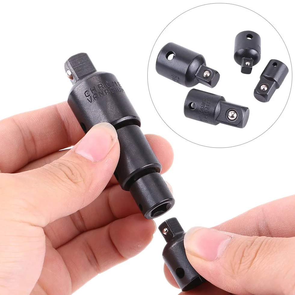 4 szt. gniazda śrubokręt konwerter reduktor zestaw czarny klucz nasadowy adaptery 1/2", 3/8", 1/4"