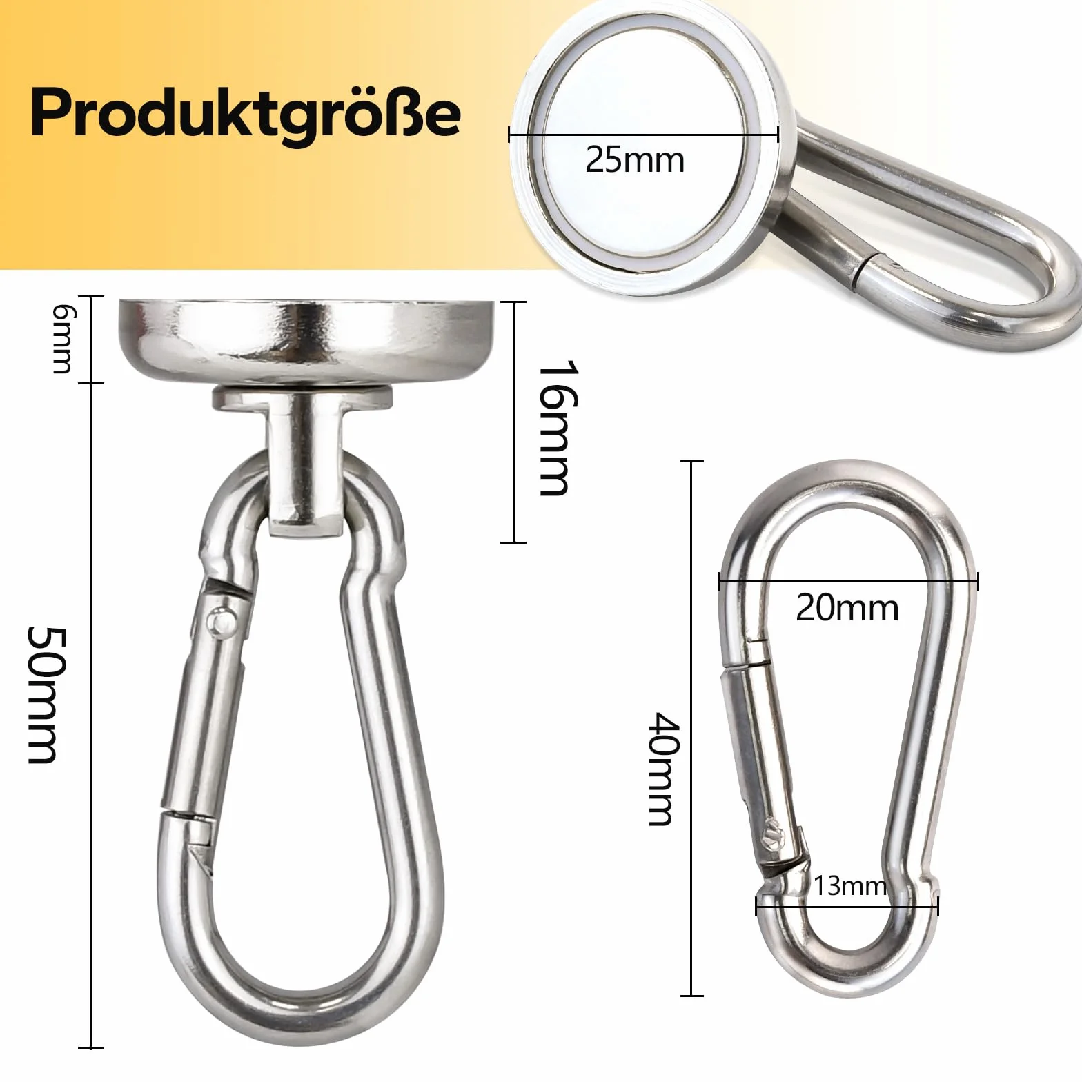 MIN CI 4 haczyki magnetyczne, bardzo mocne, 25 mm, magnesy neodymowe o sile ciągnącej 22 kg, haczyki magnetyczne z oczkiem, do kuchni, łazienki, szafek