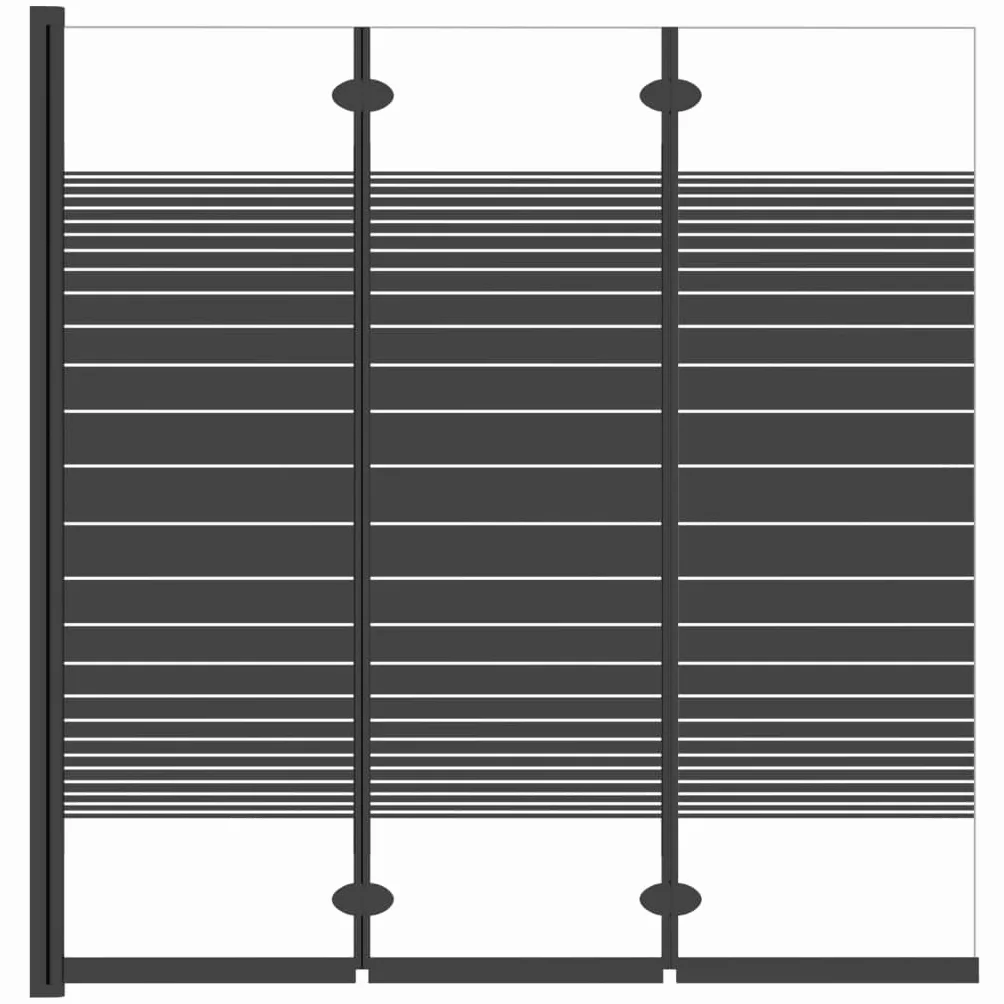 vidaXL Składany parawan nawannowy, 3 panele, 130x130 cm, ESG, czarny, parawan wannowy, parawan nawannowy, parawan na wannę, parawany wannowe