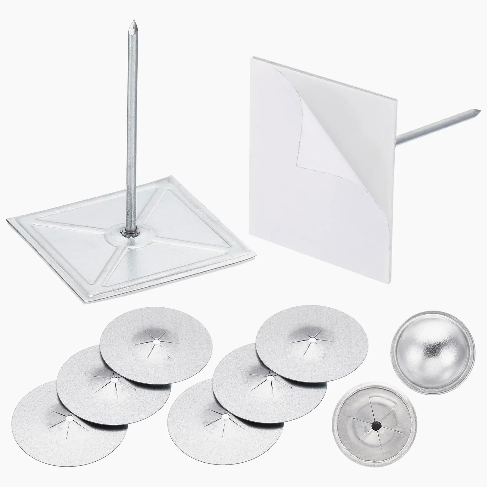 PATIKIL 300 szt. Samoprzylepne izolacyjne szpilki 2-1/2" 1,5" samonastawne okrągłe podkładki 7/8" aluminiowe uchwyty izolacyjne nakładki podkładki do ścian podłóg sufitowych 100 zestawów/300 szt