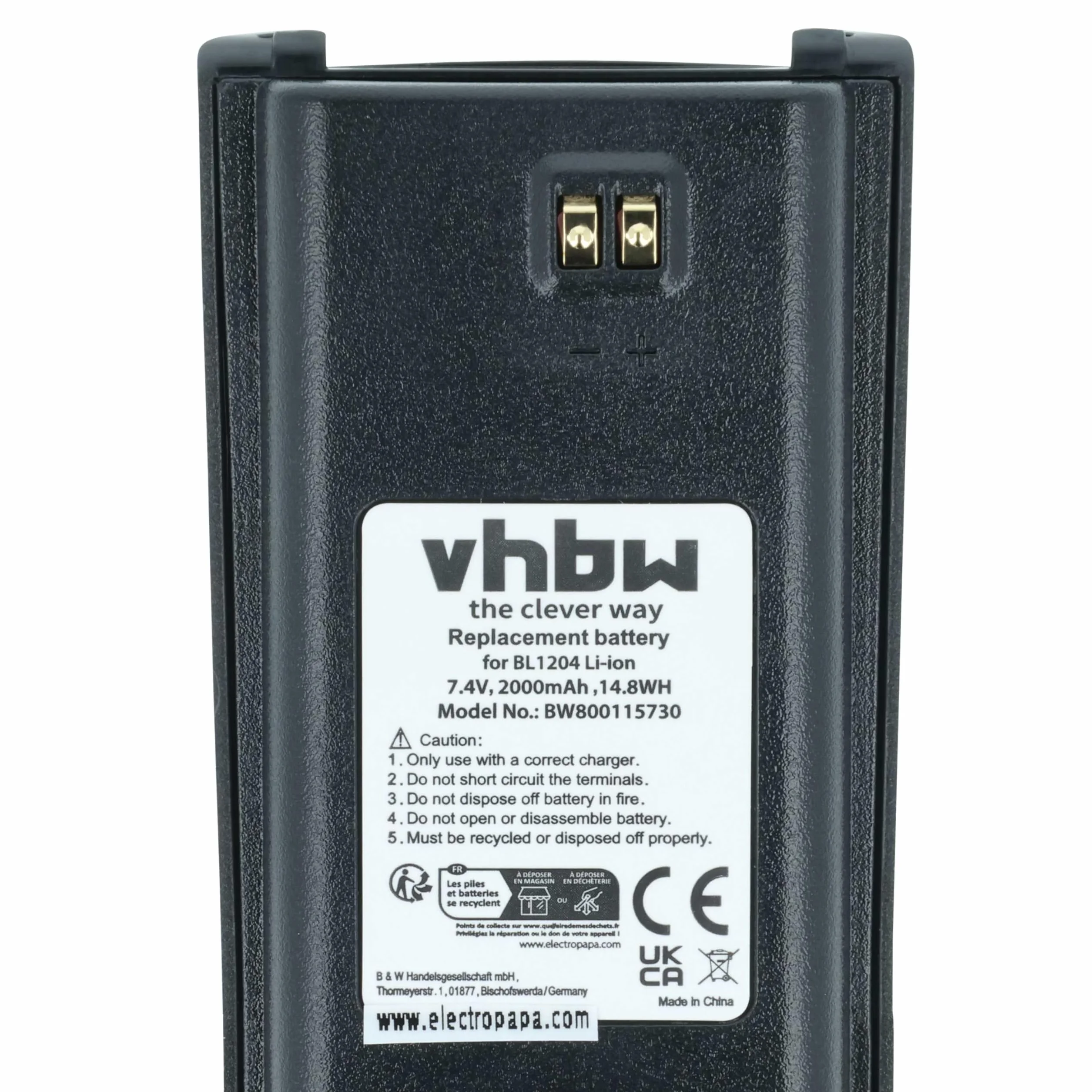 vhbw akumulator litowo-jonowy 2000 mAh (7,4 V) pasuje do radiotelefonu, Walkie Talkie HYT/Hytera TC-610, TC-610P, TC-610S, TC-618, TC-620, TC-626