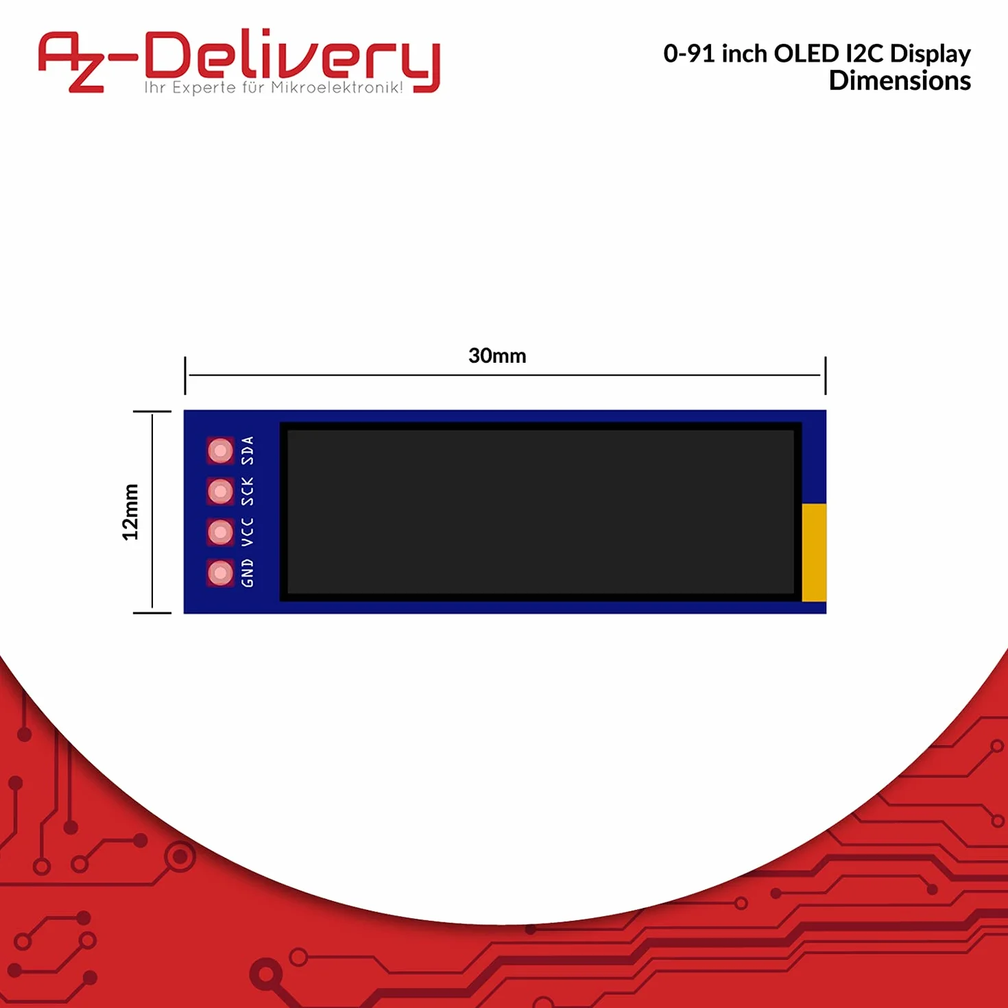 AZDelivery 0,91 cala OLED Display I2C 128 x 32 pikseli ssd1306 I2C moduł wyświetlacza ekranowego z białymi znakami kompatybilny z Arduino i Raspberry Pi w tym e-book!