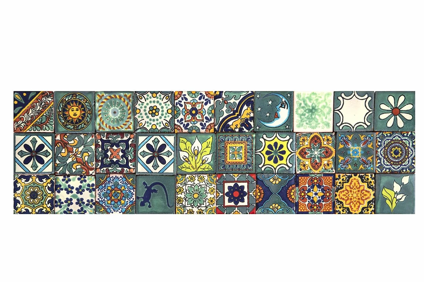Verdicino Meksykańskie płytki 5 x 5 cm, 120 sztuk, płytki łazienkowe i kuchenne Talavera , dekoracja łazienki, prysznica, schodów, tylnej ścianki kuchennej, płytki cementowe, marokańskie wzory