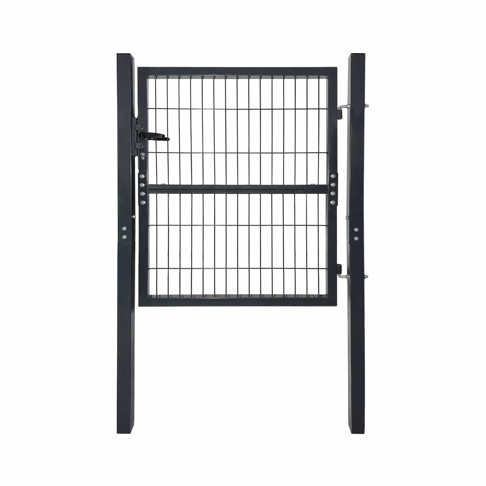 UISEBRT Brama ogrodowa antracyt drzwi ogrodowe ze stali ocynkowanej Brama ogrodowa z słupkami i drzwiami zamkowymi, płot ogrodowy, drzwi ogrodzeniowe - 100 x 100 cm