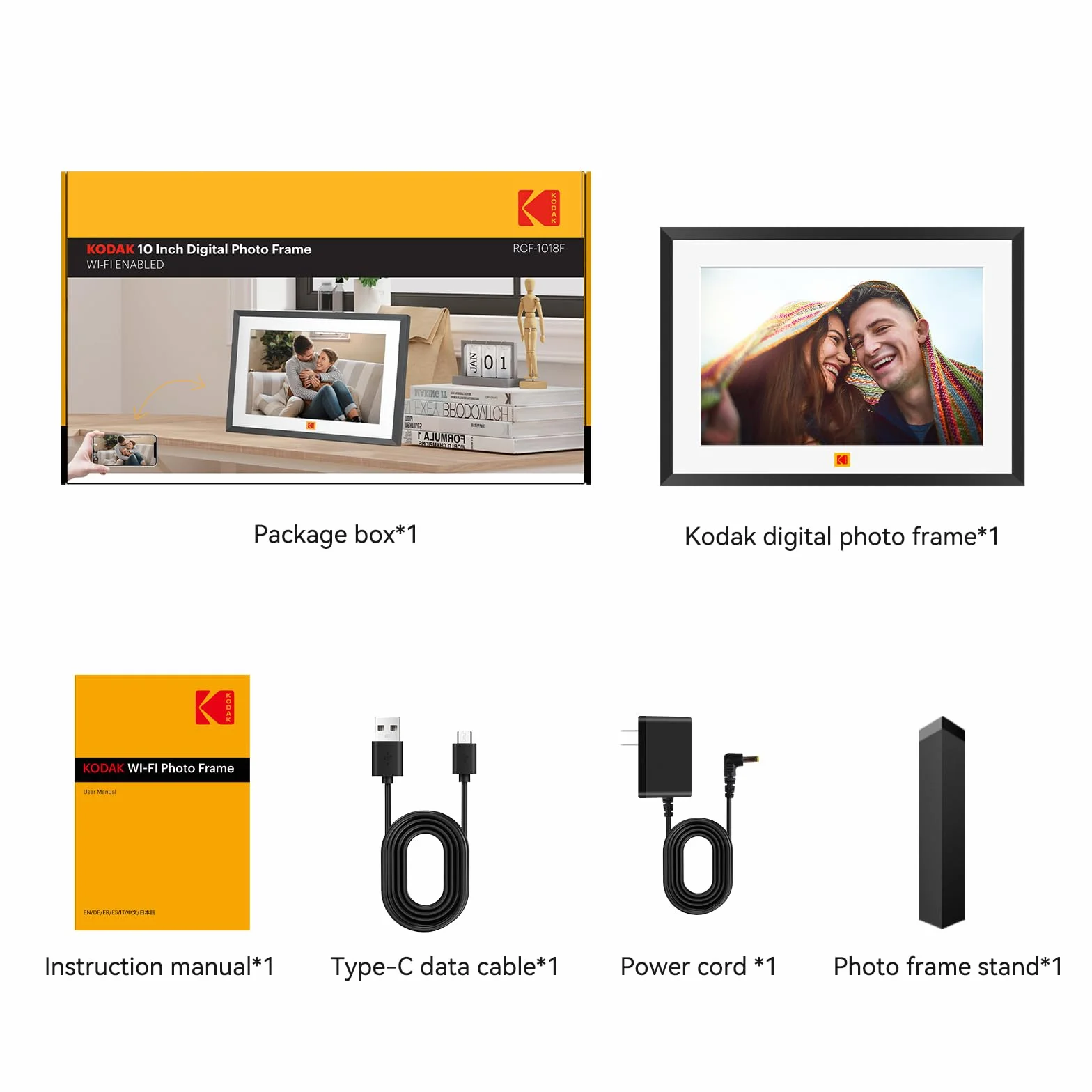 KODAK Cyfrowa ramka na zdjęcia 10 cali 32 GB WiFi HD IPS LCD ekran dotykowy