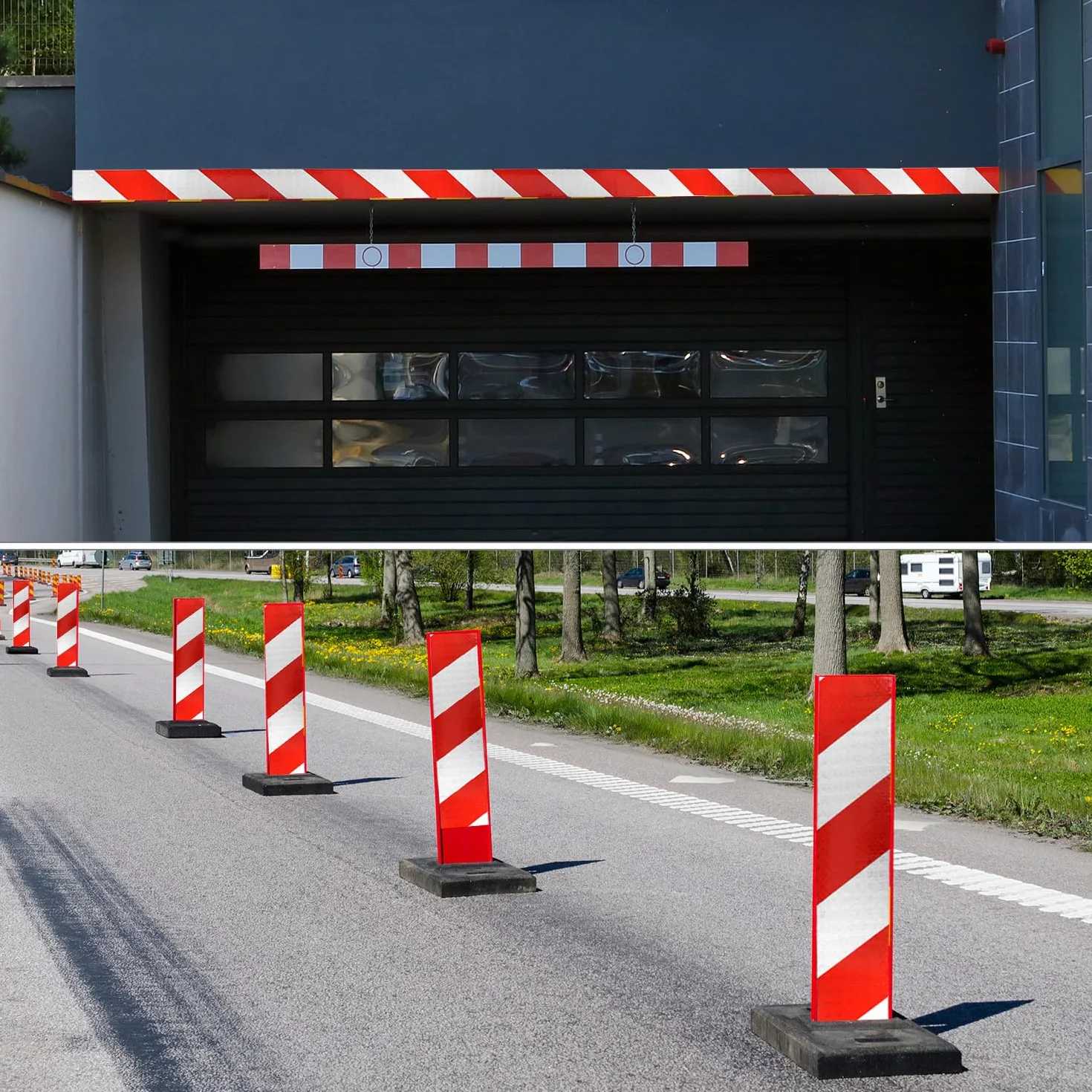 QWORK® Odblaskowa taśma klejąca czerwona i biała, 5 cm x 10 m – wodoszczelna i samoprzylepna taśma ostrzegawcza do pojazdów, znaków i na zewnątrz