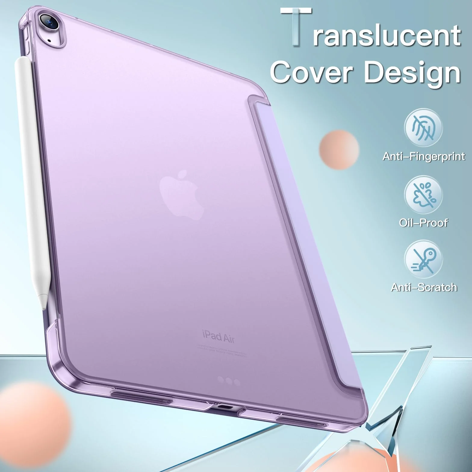 JETech Etui dla iPad Air 11 Cala M4/M3/M2 (2026/2025/2024), iPad Air 5./4. (2022/2020 Model, 10,9 Cala), Smukła Stojak Twardy tył Pokrowiec z Funkcją Case (Jasny Fiolet)