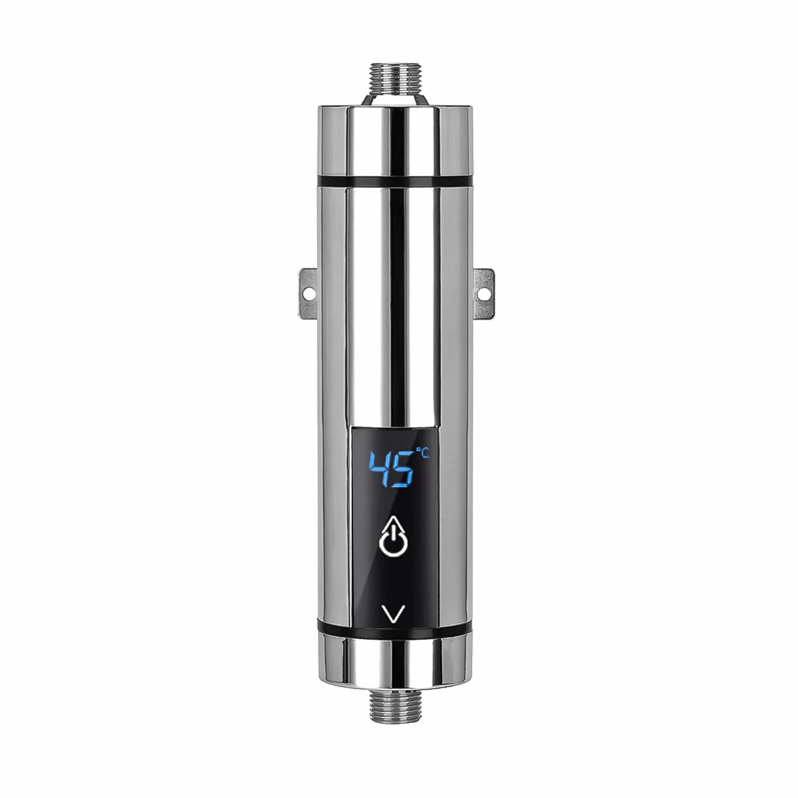 Elektryczny podgrzewacz wody, mini elektryczny podgrzewacz wody z cyfrowym wyświetlaczem, regulowana temperatura, bezzbiornikowy podgrzewacz wody, do kuchni, łazienki, mycia (srebrny, 5500 W)