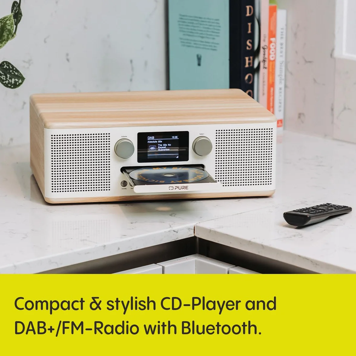 Pure Klasyczny system muzyczny C-D6 (odtwarzacz CD, DAB+/FM, Bluetooth, AUX, USB, Alarm Sleep Timer) bawełna biały/dąb