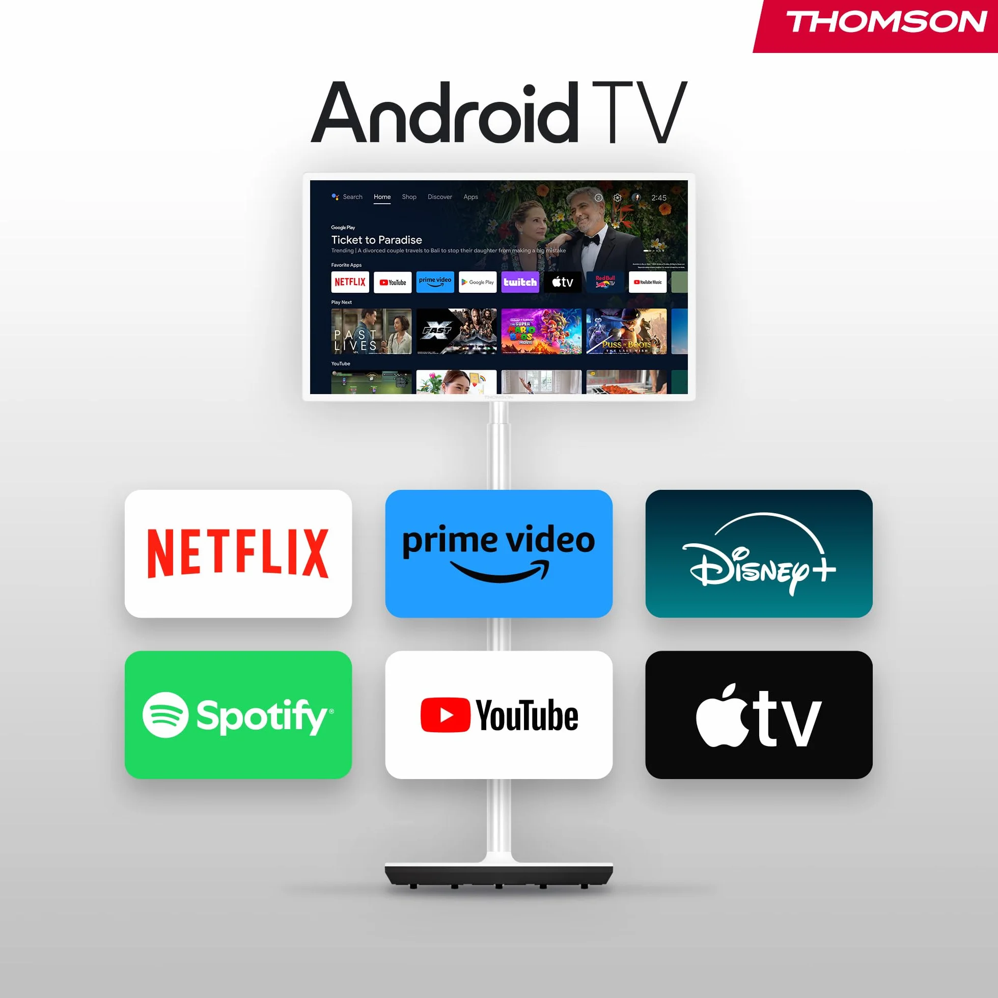 Thomson Go TV 32 cale (81 cm), przenośny telewizor z systemem Android – HD Ready (1366×768), sterowanie głosowe, Bluetooth 5.1, Wi-Fi, funkcja hotspotu, do 4 godzin pracy na baterii