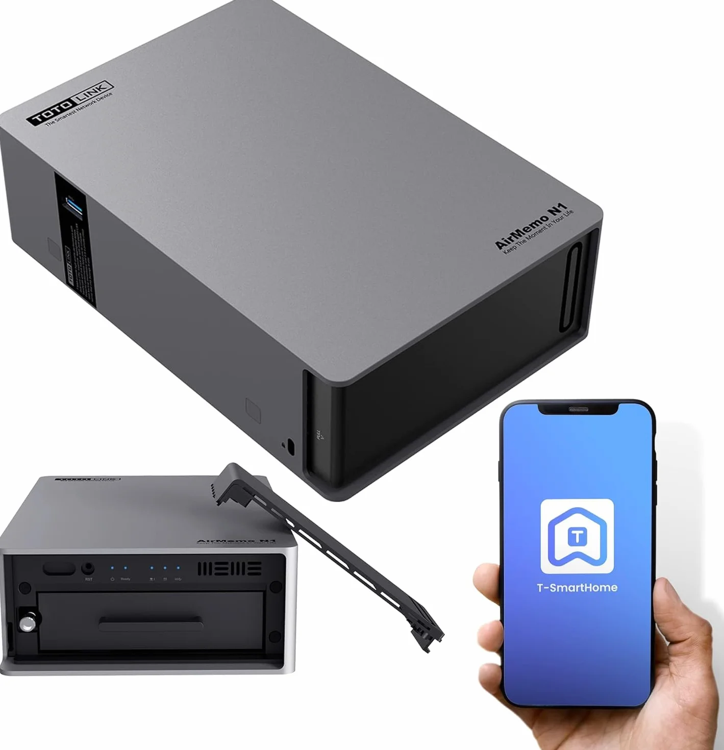 Serwer NAS, 1 SATA, 2 GB RAM, 1 RJ45 1000 MB/s, 1 USB 3.0, procesor dwurdzeniowy 1,6 GHz, zdalny dostęp, automatyczna kopia zapasowa telefonu, Kompatybilny z Androidem, iOS, Windows