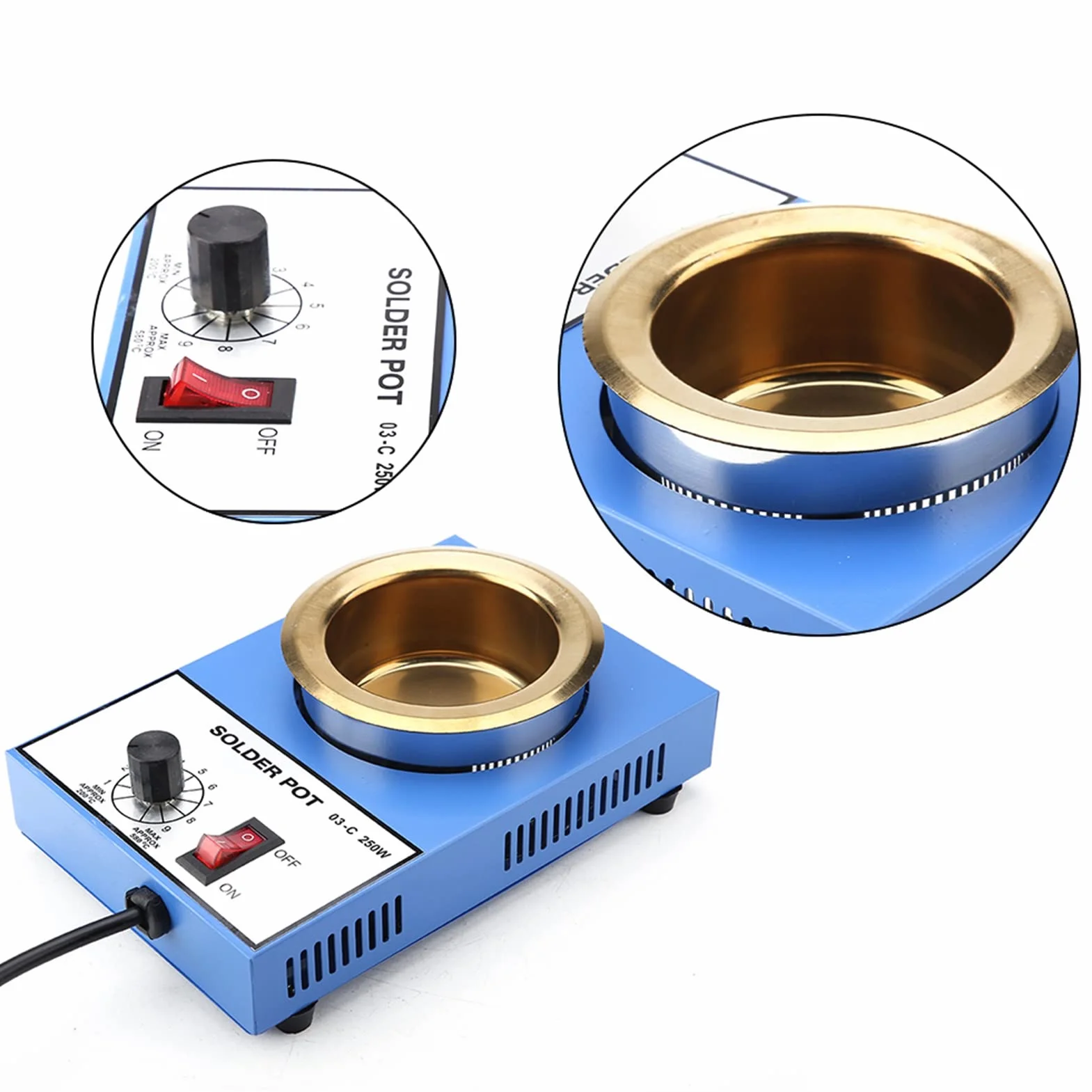 220V Garnek Lutowniczy Garnek do Lutowania stabilność Ogrzewanie Rozlutownica Kąpiel do Odlewania Topienie Wytapianie Rafinacja (wtyczka EU) (250 W)