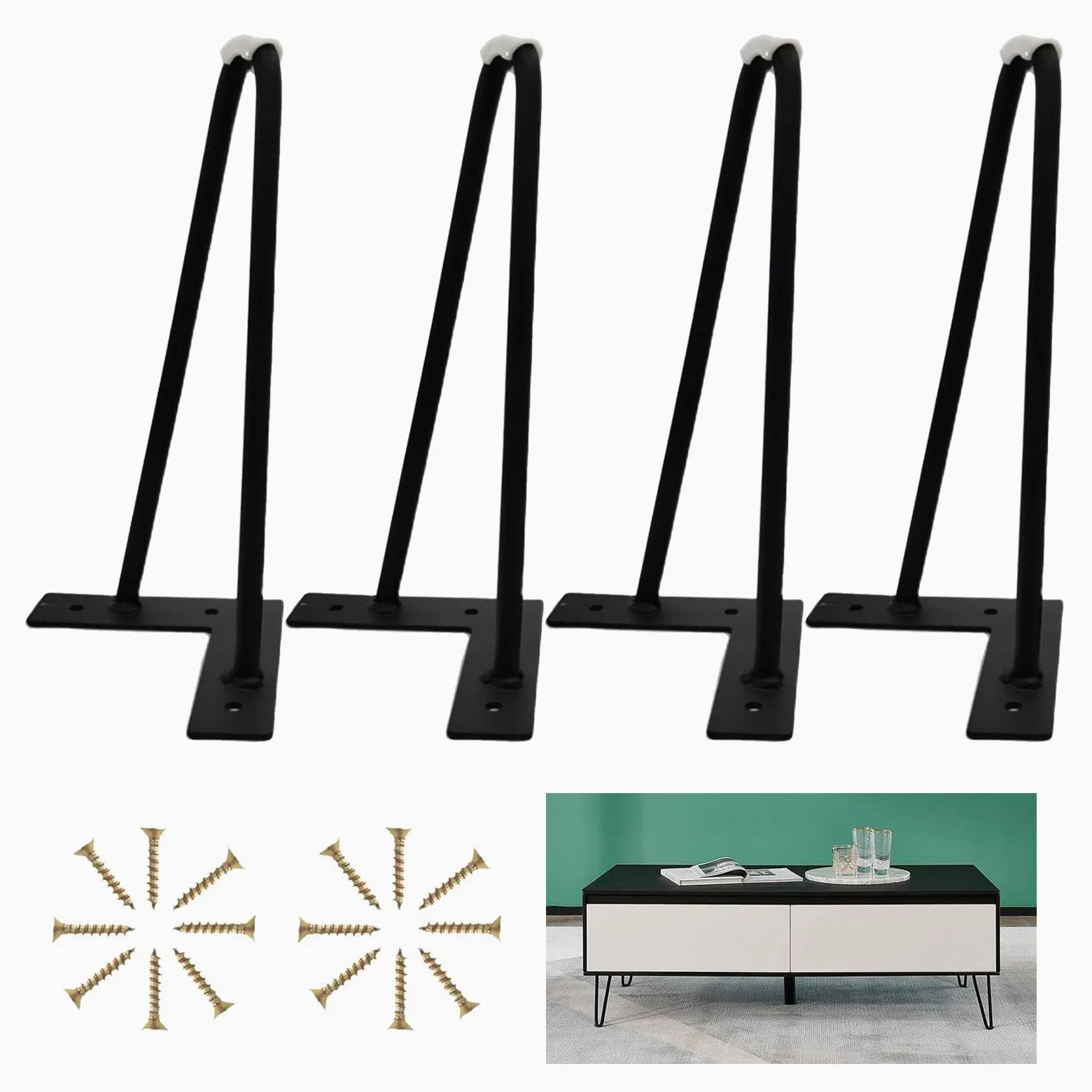 4-częściowy zestaw szpilek do włosów, nogi stołowe, wytrzymałe nogi meblowe do projektów dla majsterkowiczów, do szafek, sof, stolików kawowych, nóg biurka, 12 cm (4,7 cala), zapasowe nóżki