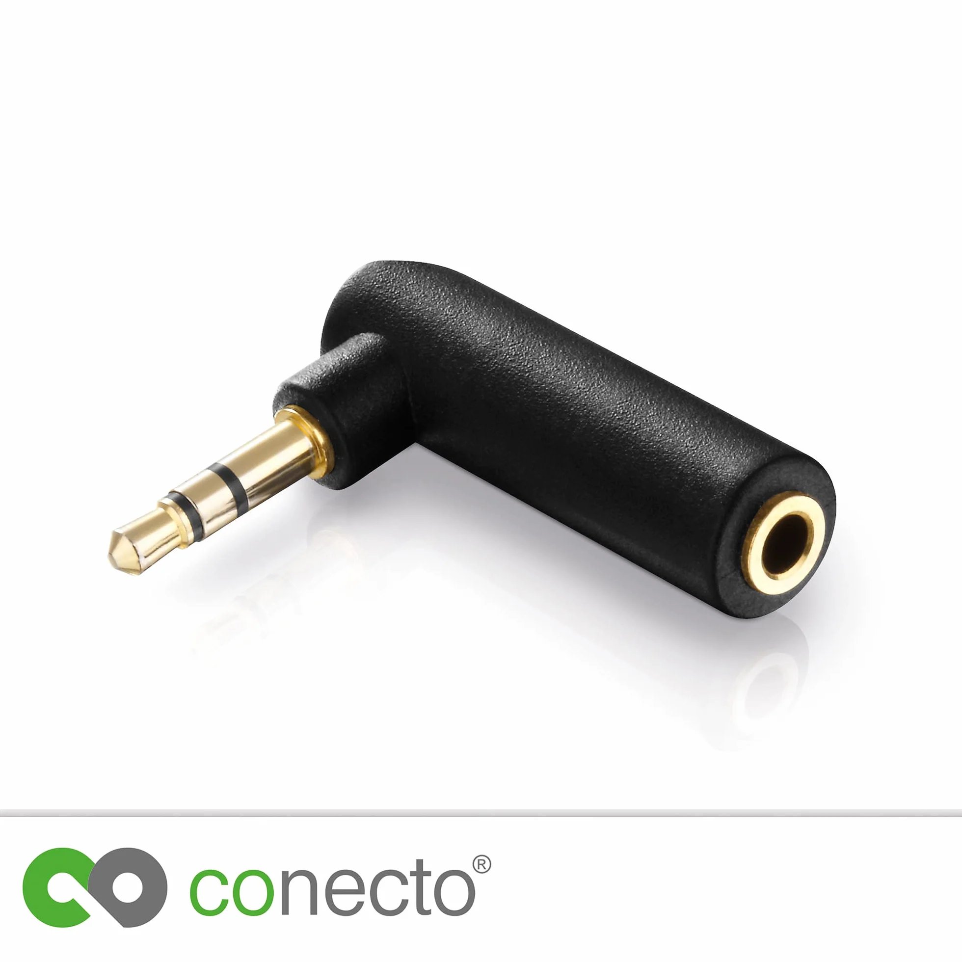 Adapter jack 3,5 mm 90° pozłacany 4-pinowy wtyk czarny