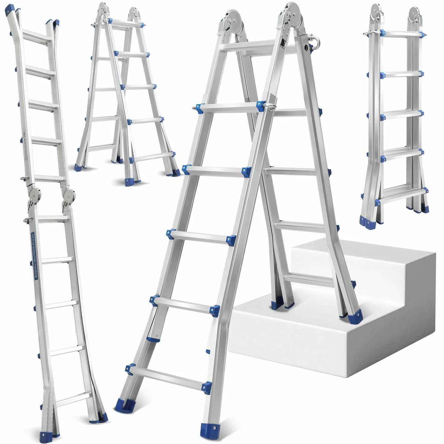 Aluminiowa drabina wielofunkcyjna teleskopowa 513 cm 4x5 szczeble 150 kg