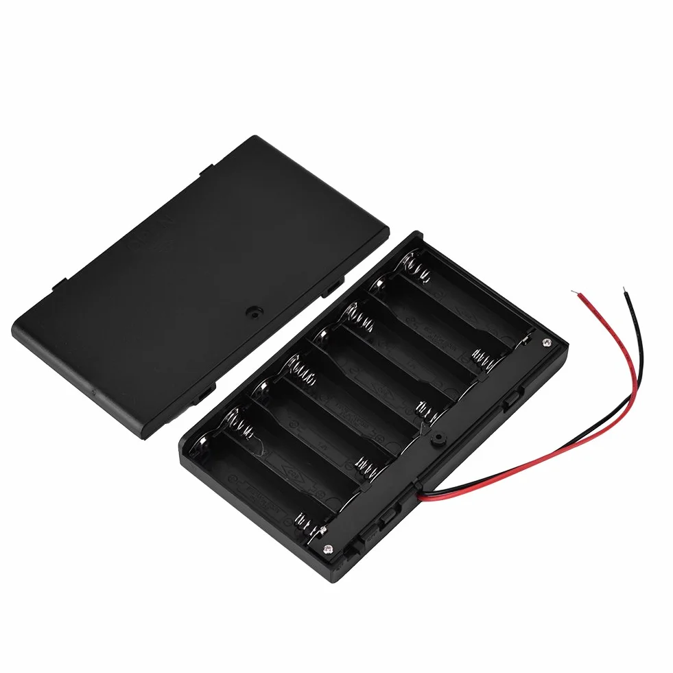 Zerone 12 V 8x obudowa uchwytu baterii AA pudełko do przechowywania baterii ABS czarny