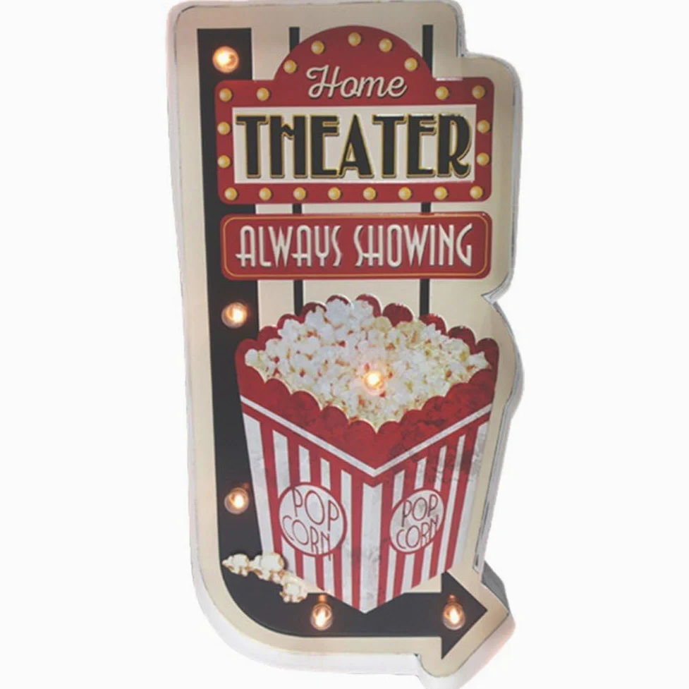 Znaki świetlne LED do kina domowego, dekoracje ścienne, kino, kino, vintage tablica ścienna do baru, pokoju gier, kina, kuchni