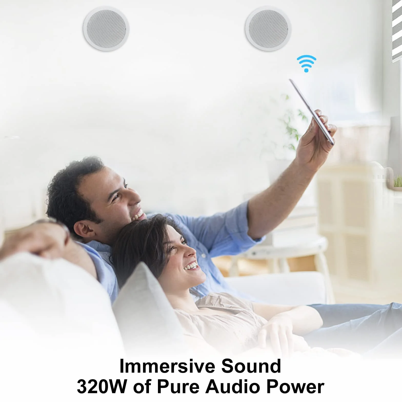Herdio Głośniki sufitowe Bluetooth 6,5 cala 2-drożne 320 W