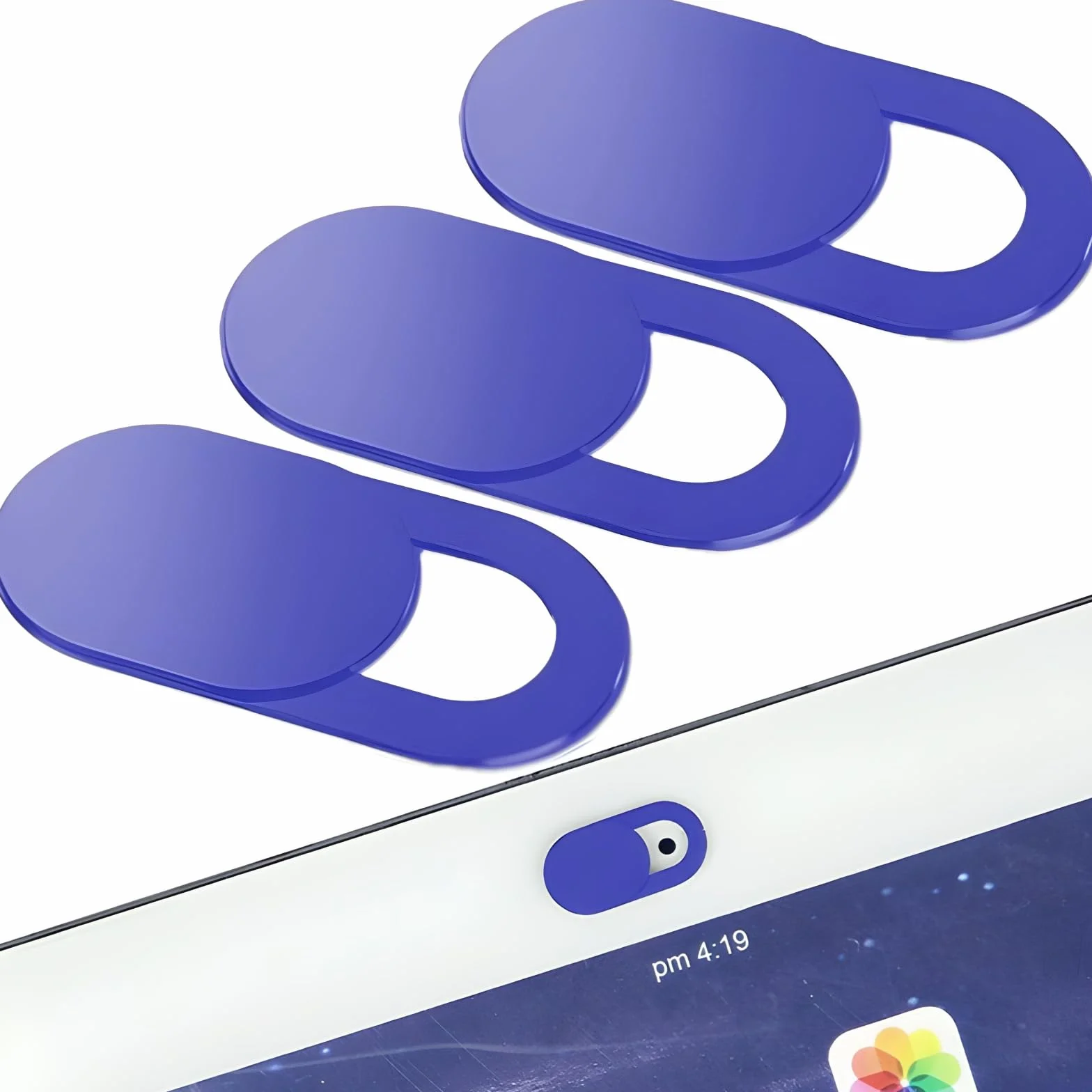 RETOO Osłona kamery internetowej z ultracienką kamerą Slider 0,6mm, 3 sztuki, do ochrony prywatności kamery internetowej, komputera tabletu i smartfona, niebieska, 18,5 x 9 x 3mm