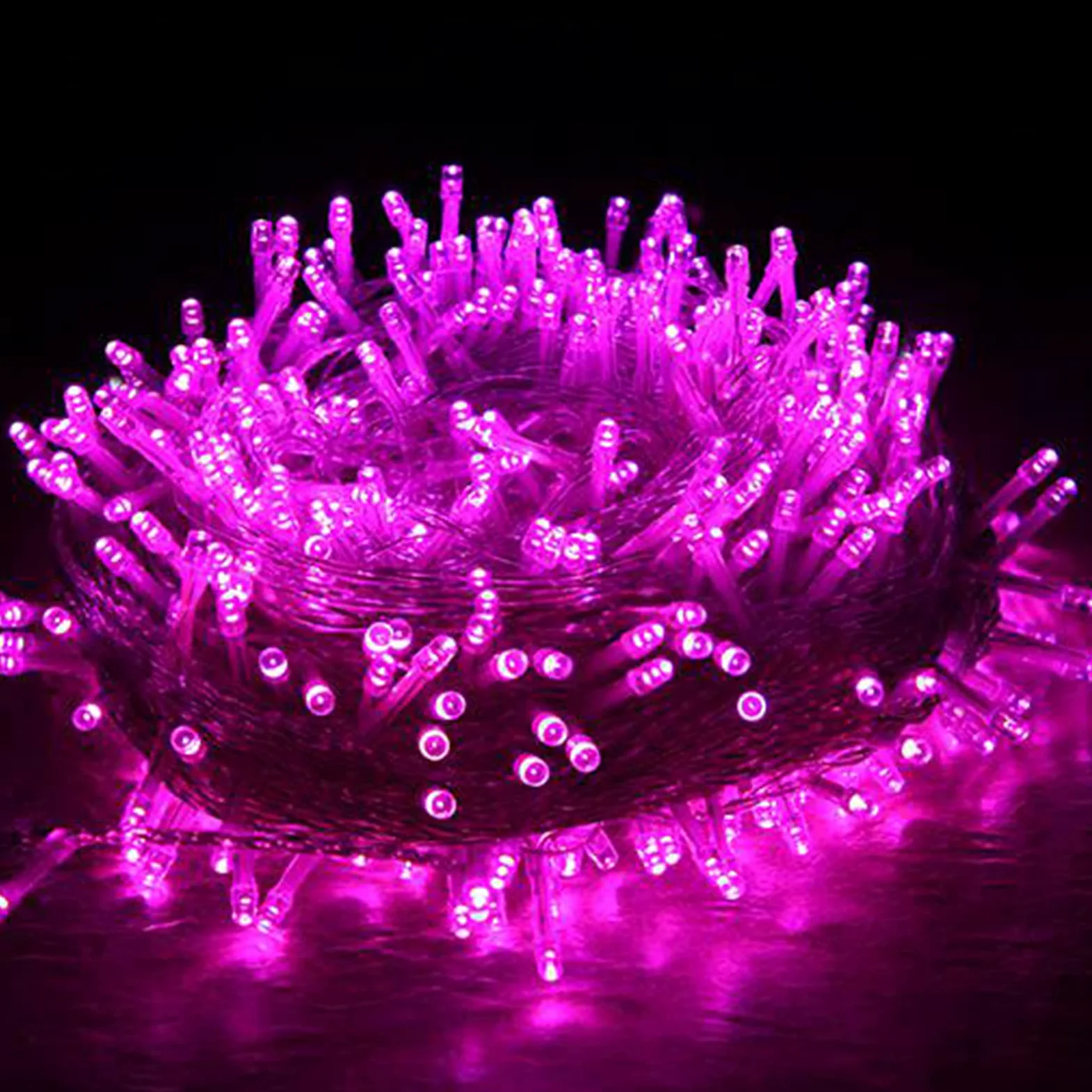 Girlanda świetlna, 100 m, 1000LED do wnętrz, 8 trybów oświetlenia, IP65, wodoodporna, na zewnątrz i wewnątrz, na Boże Narodzenie, do ogrodu, na wesele, imprezę, różowa