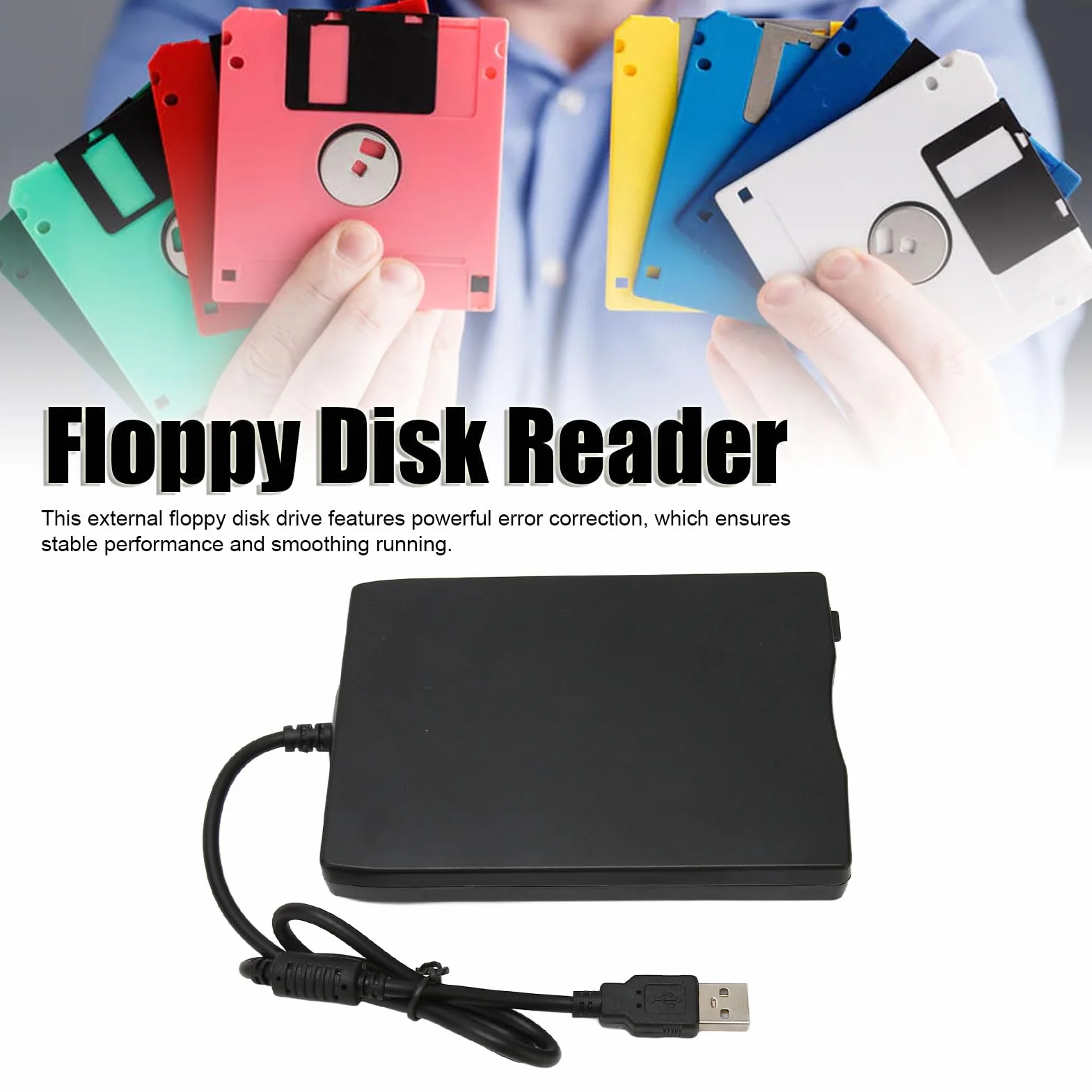 Zewnętrzna Stacja Dyskietek USB 3,5 Cala FDD 1,44 MB do PC Windows XP 7 8 10 11 Plug and Play