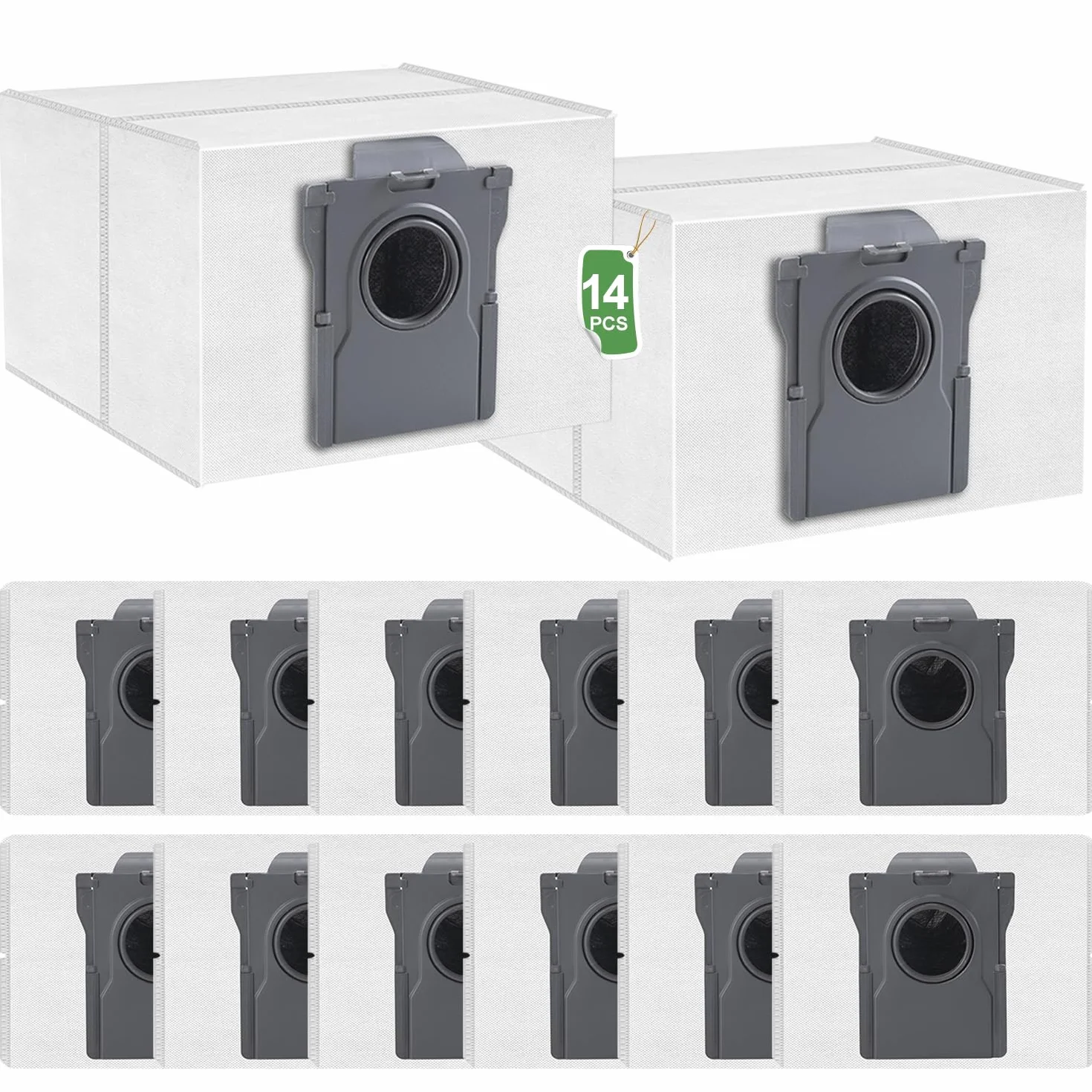 Opakowanie 14 worków do odkurzacza z węglem aktywnym, kompatybilne z robotem odkurzającym Dreame L10, X20, X30, X40, X50, L40, L50, Mova P10, E30, P50, V50, V50, pojemność 3,2 l, struktura