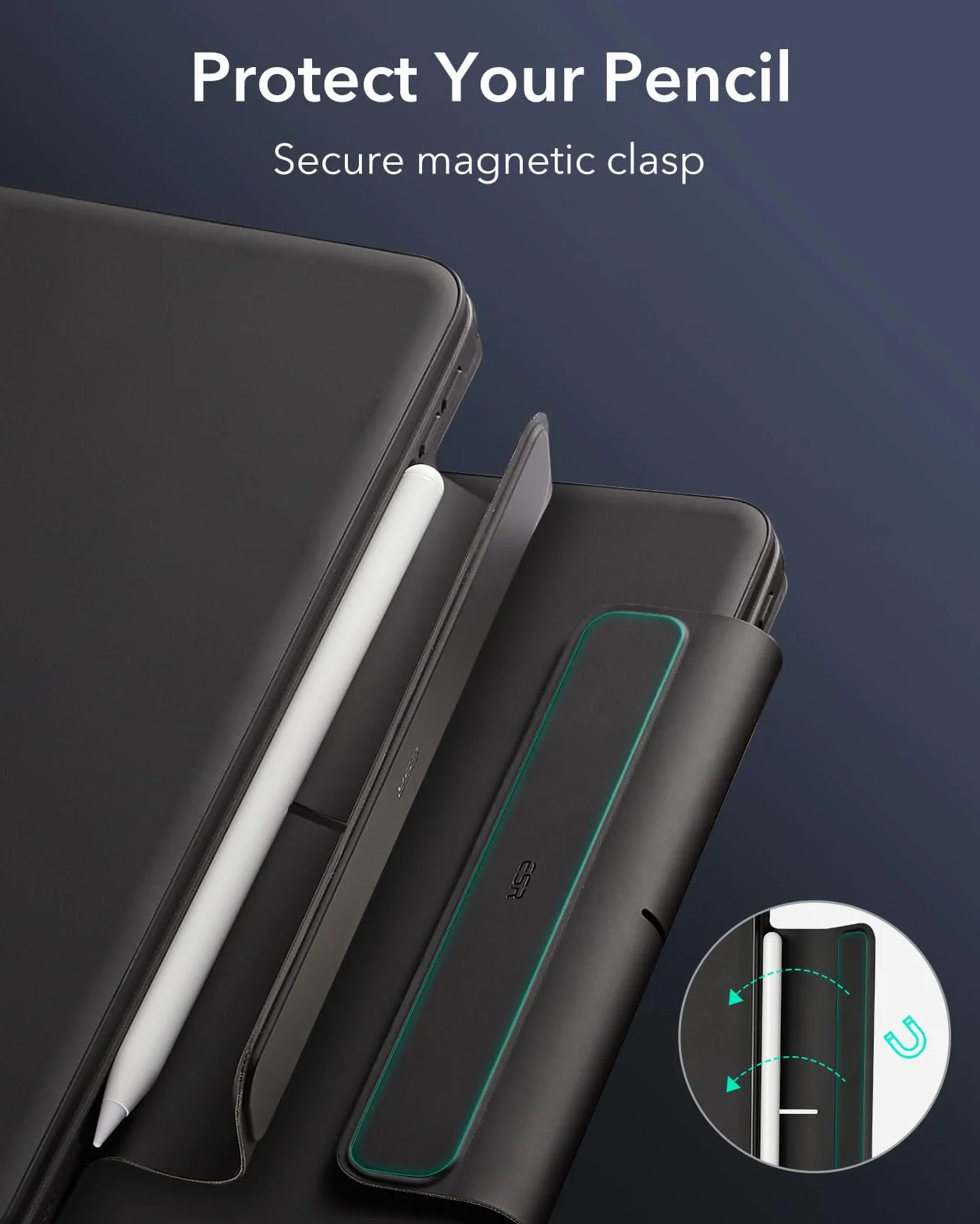 ESR iPad Air 13" (M3/M2, 2025/2024) etui na klawiaturę z regulowanym stojakiem magnetycznym, tryb wysoki/podwyższony, zdejmowane etui ochronne, seria Rebound 360, czarne