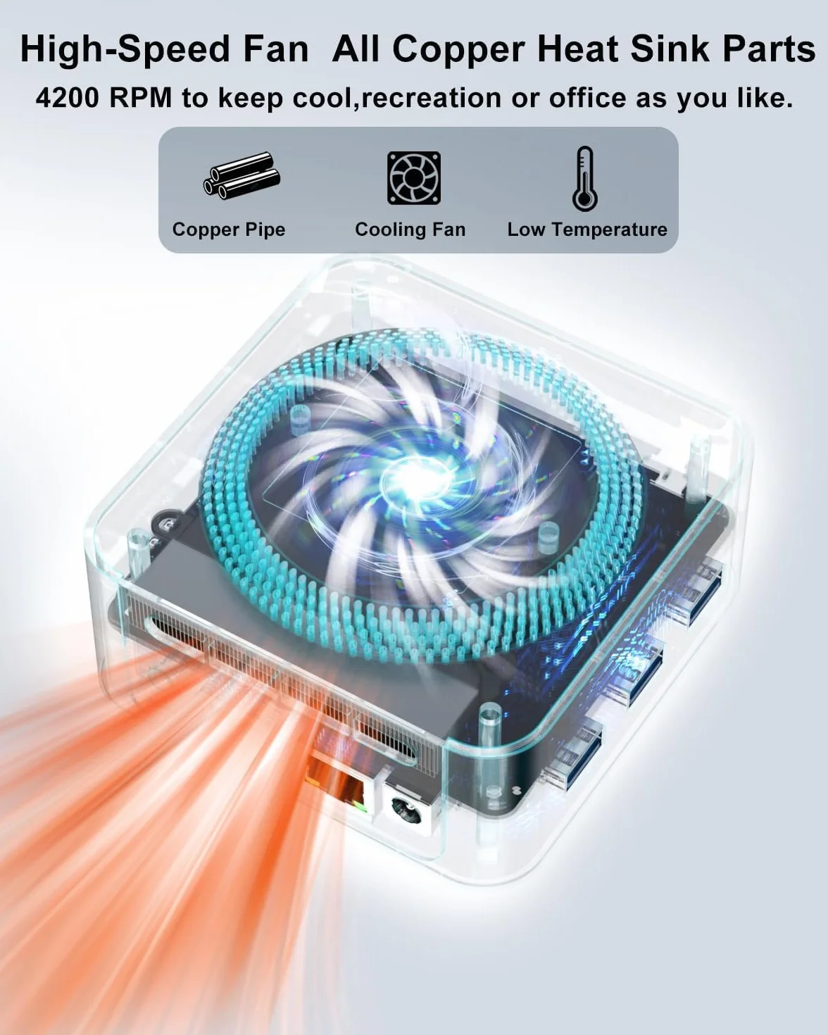 Mini PC 12. Alder Lake N (do 3,4 GHz) 12 GB RAM 512 GB ROM LPDDR5 M.2 SSD, 4K Trzy ekrany Dual RJ45 Gigabit Ethernet, automatyczne włączanie.