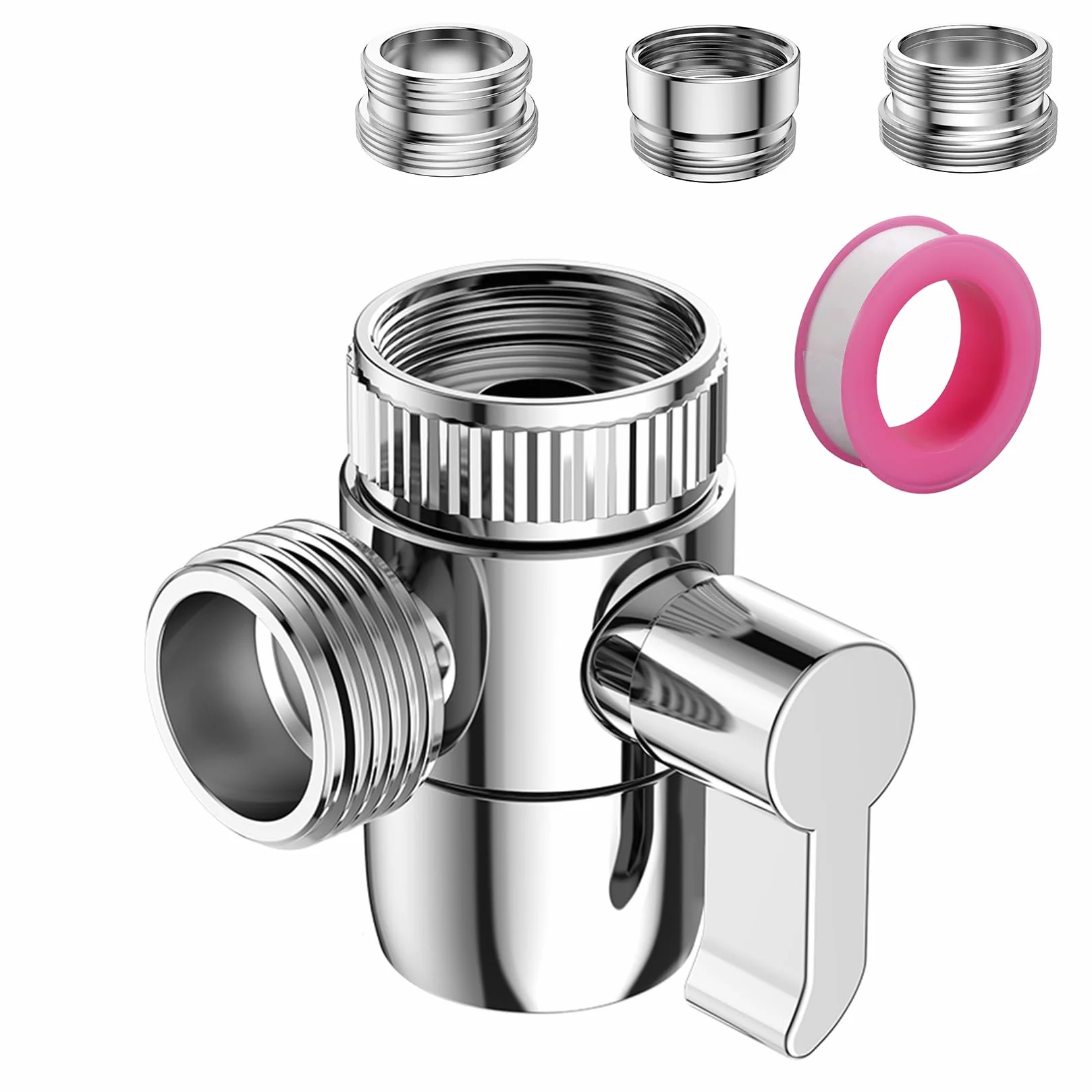3-Drożny Zawór Przełączający G1/2, Przełącznik Prysznicowy 3-drożny Zawór z adapter M22 X M24, Mosiężny kran Przełącznik do Toalet, łazienki, Kuchni(Nie zawiera kranu)