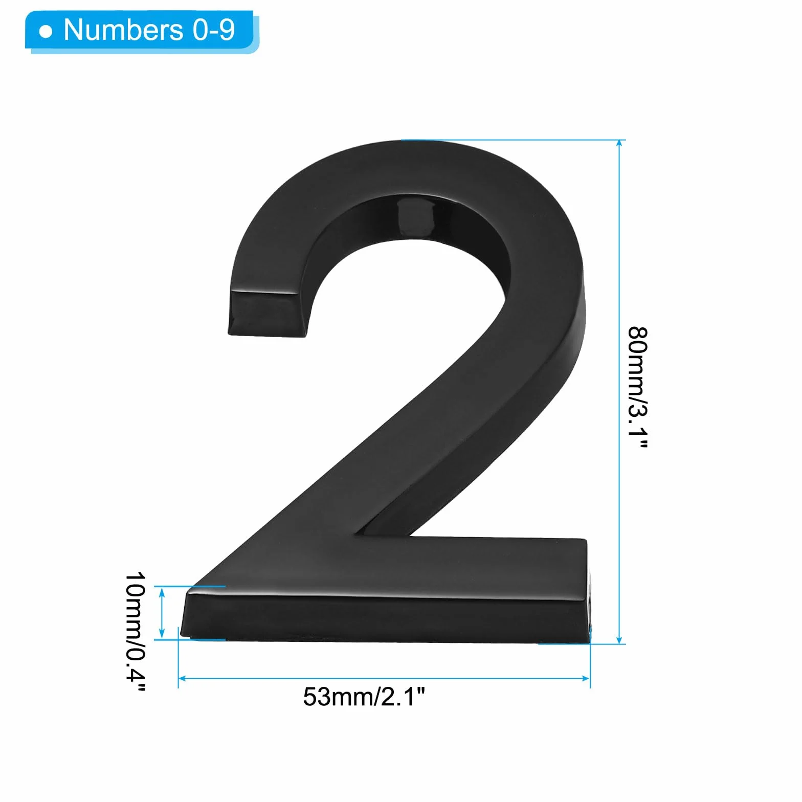 PATIKIL Numery domów 3D skrzynki pocztowej numery 0-9 na zewnątrz, 10 szt. adres drzwi metalowe cyfry litera samoprzylepna do domu, mieszkania, biura, pokoju hotelowego, tabliczka na skrzynkę