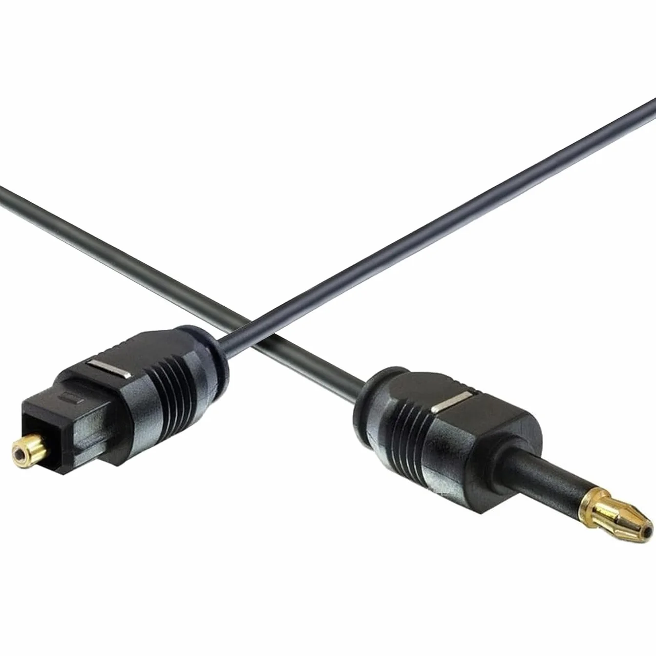 PremiumCord Optyczny Kabel Audio Mini Toslink 3,5mm Na Toslink 2m, Męski Na Męski, Cyfrowy Kabel do Zestawu Stereo Hifi Sounbar Tv, HQ Audio, Pozłacany, Kolor Czarny 2 m