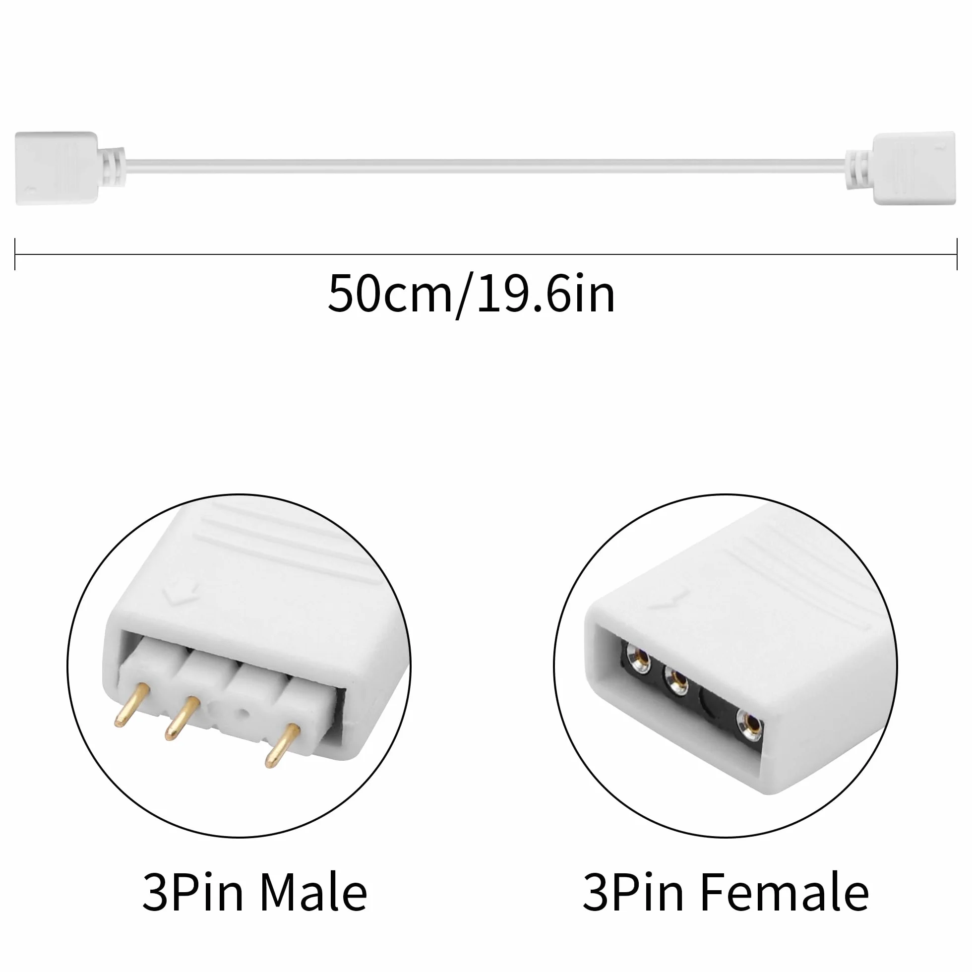 YAODHAOD 12 V 4-biegunowy RGB 5 V 3-biegunowy ARGB kabel rozdzielający przedłużacz 50 cm